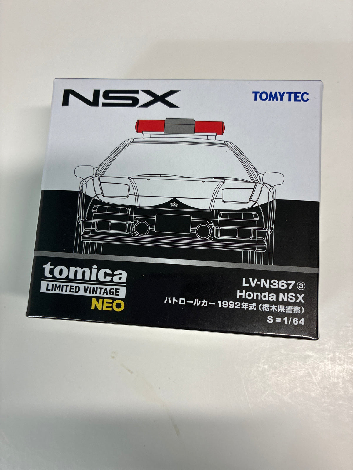 Tomica Limited Vintage Neo 1/64 LV-N367a Honda NSX 1992 Tochigi Prefectural Police Black & White