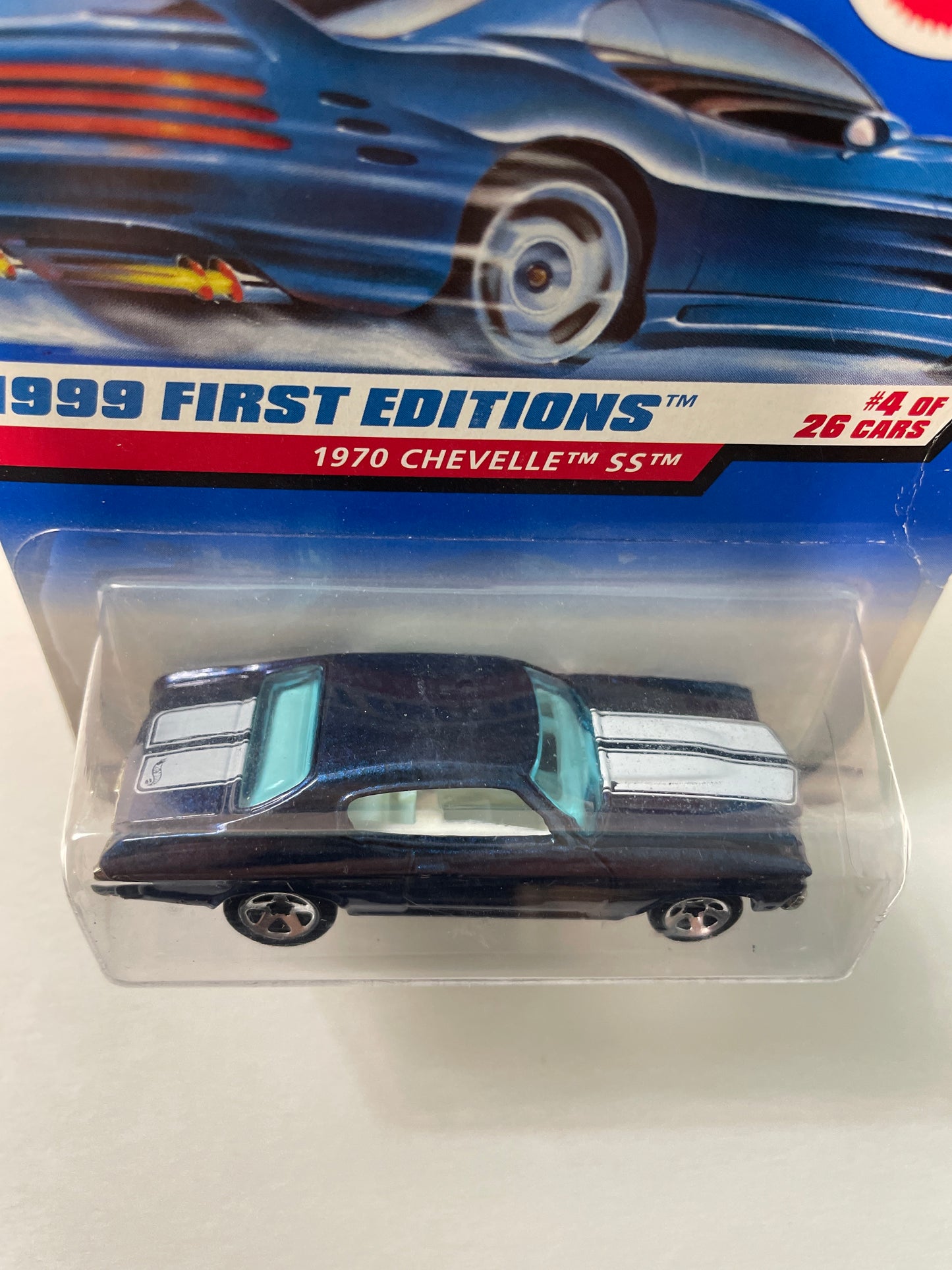 Hot Wheels 1/64 1970 Chevelle SS Blue - Damaged Box