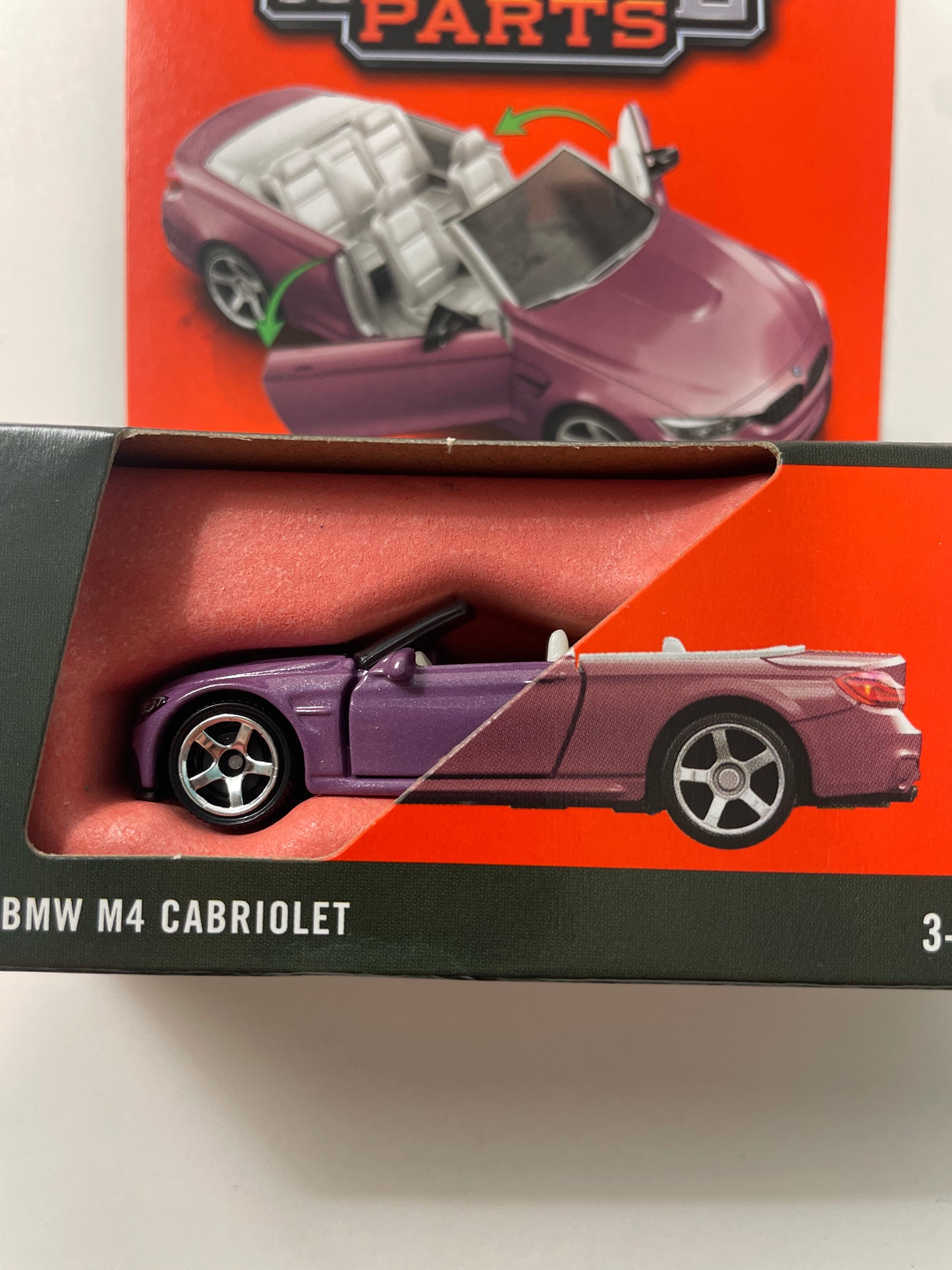 Matchbox 1/64 Moving Parts 2020 BMW M4 Cabriolet Purple - JHV50 - Damaged Box