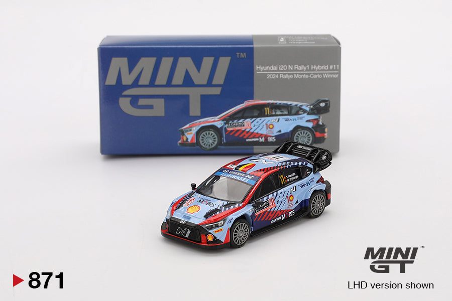 Mini GT 1/64 Hyundai i20 N Rally1 Hybrid #11 2024 Rallye Monte-Carlo Winner Blue