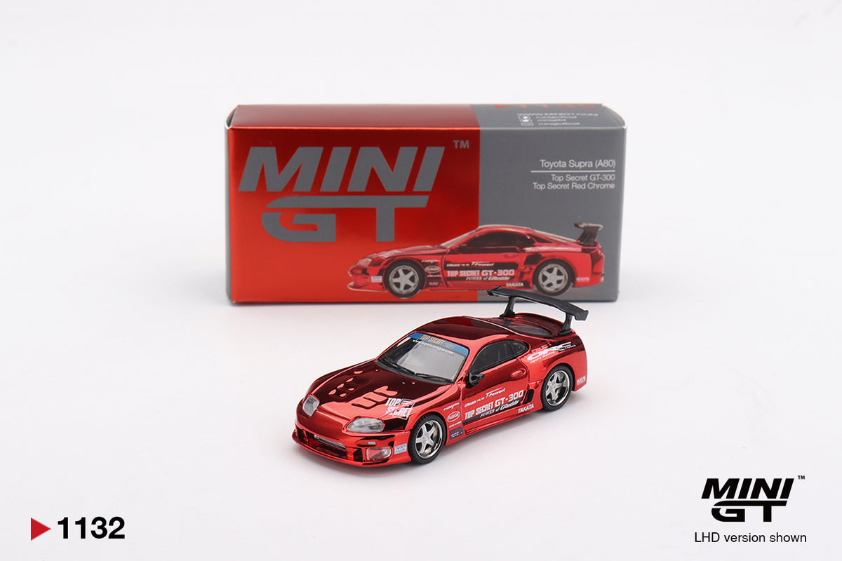 Mini GT 1/64 Toyota Supra (A80) Top Secret GT-300 Top Secret Red Chrome - MGT01132