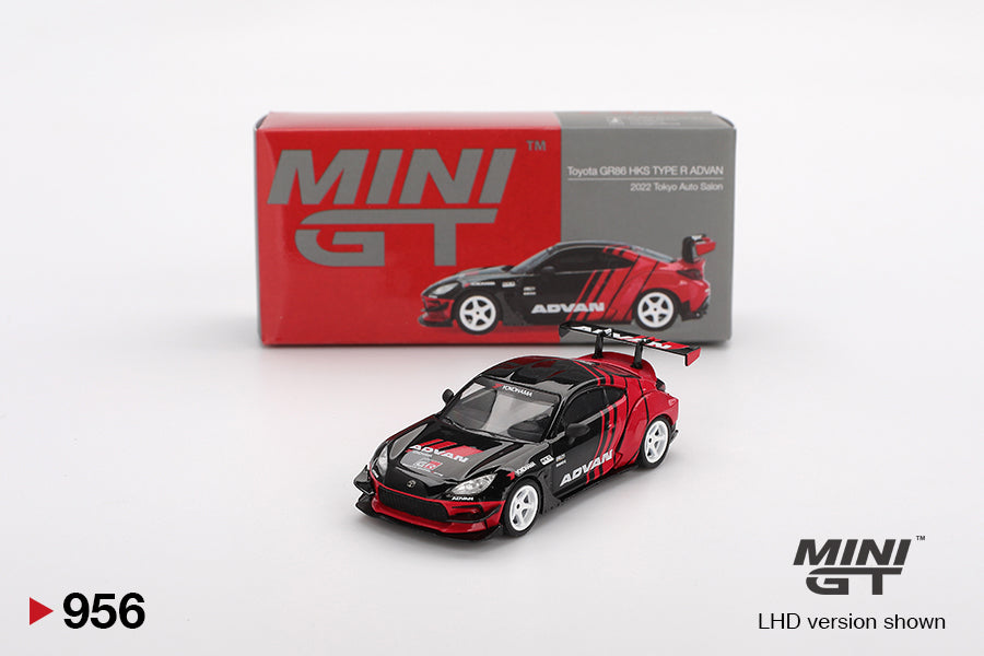 Mini GT 1/64 Toyota GR86 HKS TYPE R ADVAN 2022 Tokyo Auto Salon Red & Black