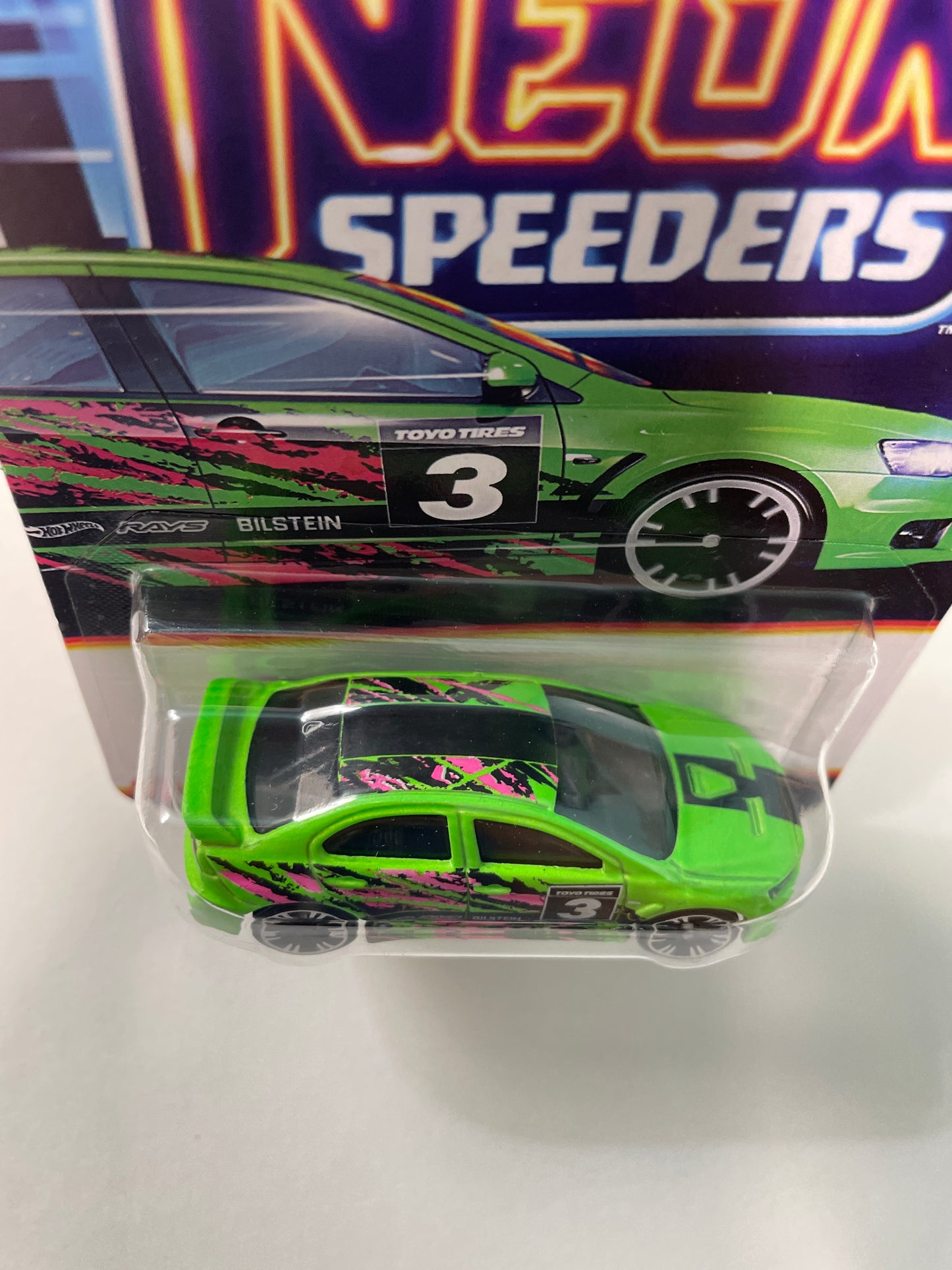 Hot Wheels 1/64 Neon Speeders 2008 Mitsubishi Lancer Evolution Green