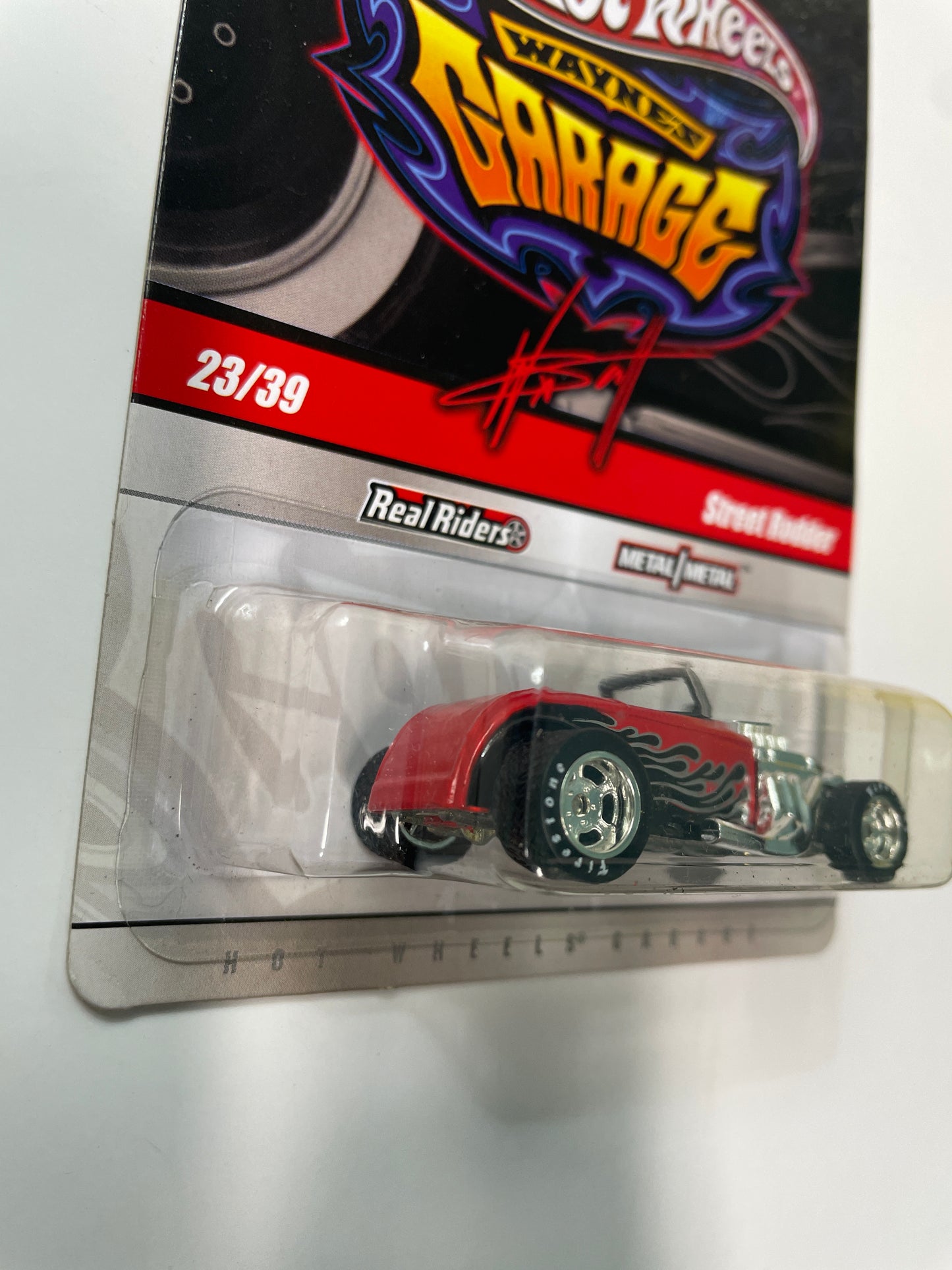 *Chase* Hot Wheels 1/64 Wayne’s Garage Street Rodder (Signed Base) Black & Red - Damaged Card