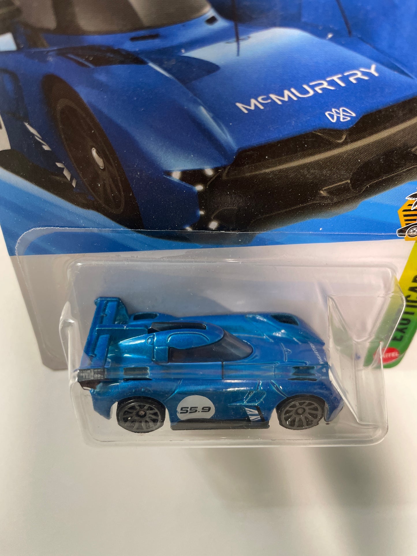 Hot Wheels 1/64 McMurtry Speirlinf Blue - Damaged Box