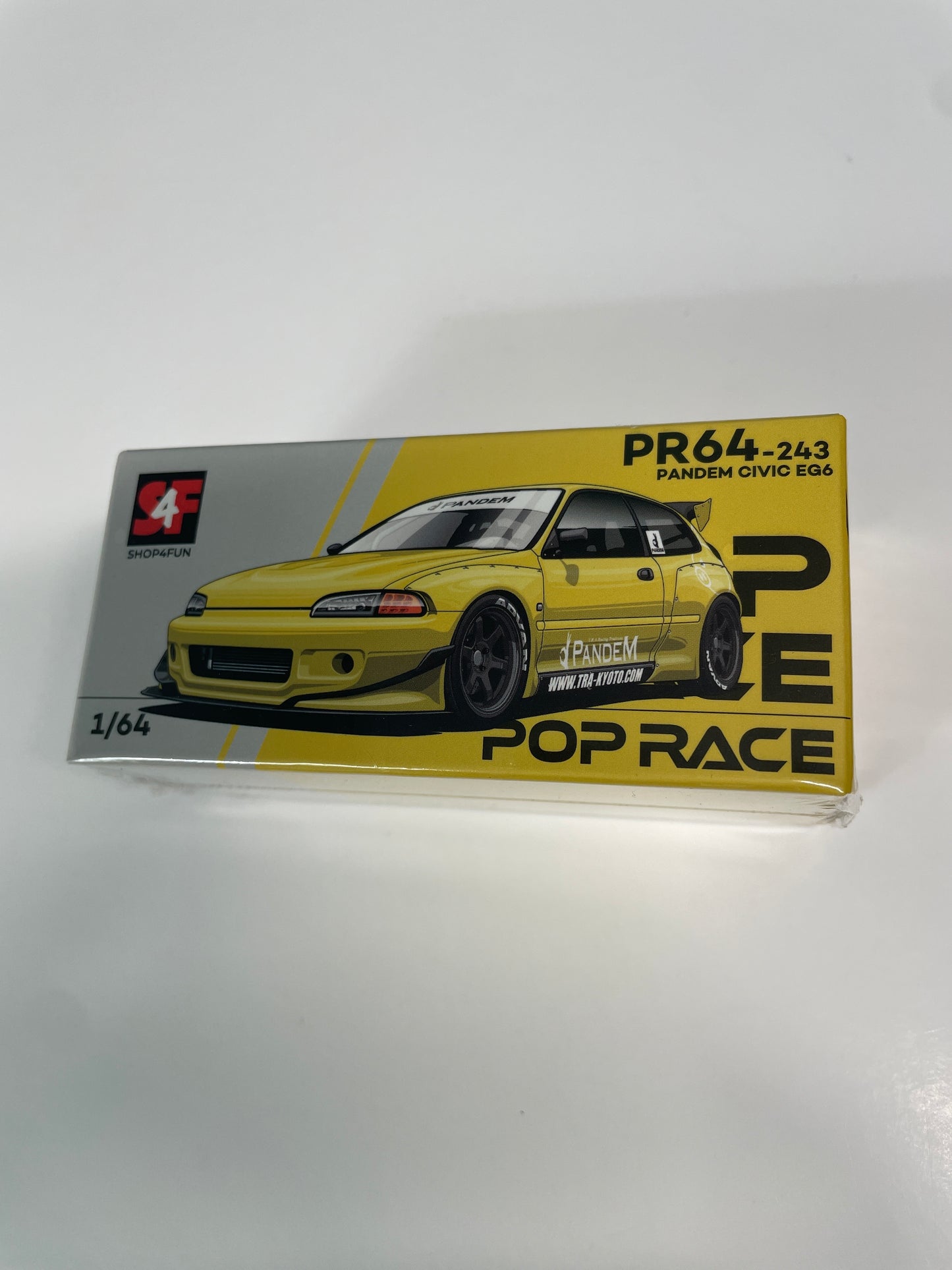 Pop Race 1/64 Philippine Manila Exclusive Pandem Honda Civic EG6 Yellow