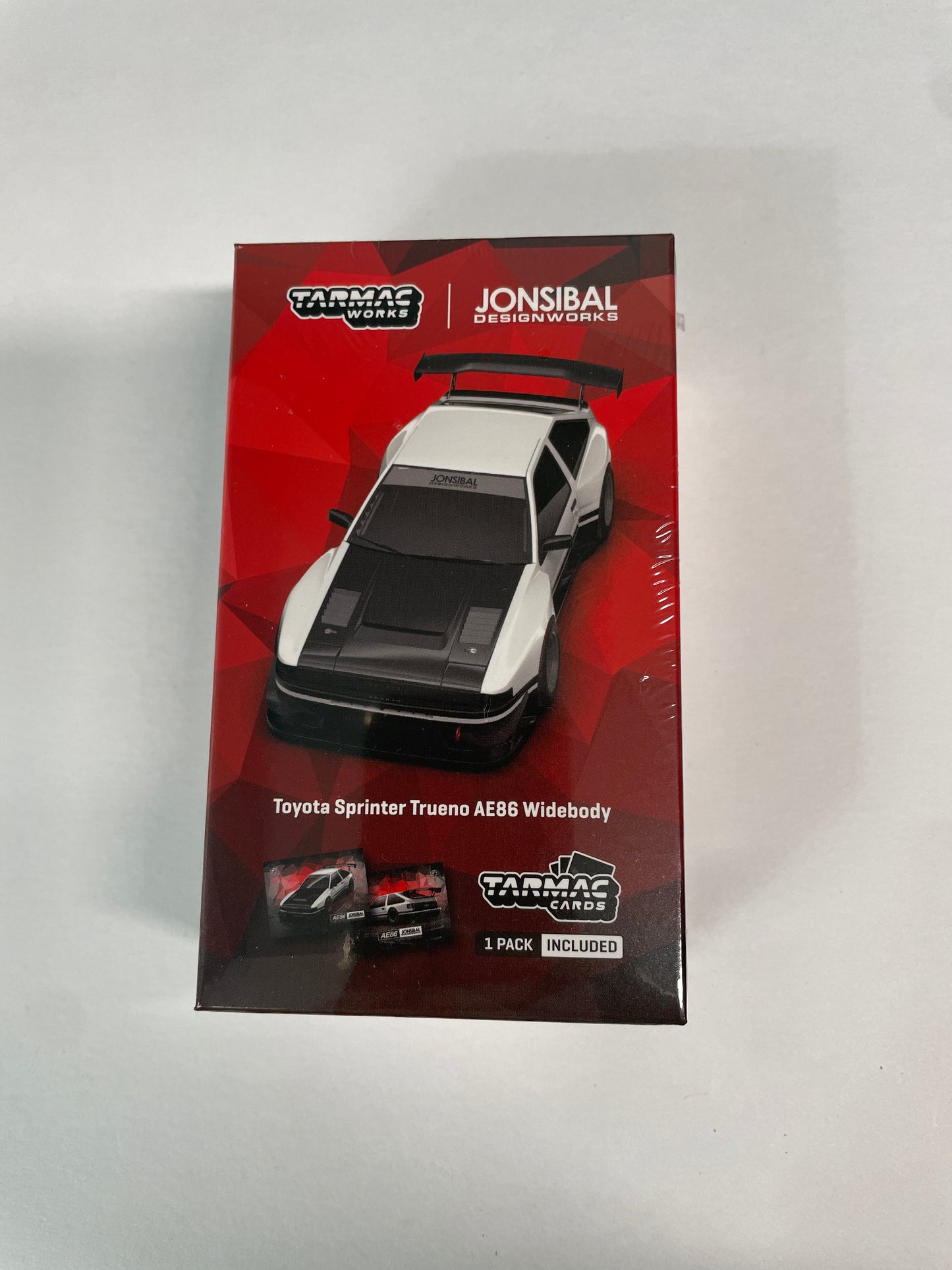 Tarmac Works 1/64 Jonsibal Toyota Sprinter Trueno AE86 Widebody White / Black with Tarmac Cards - GLOBAL64
