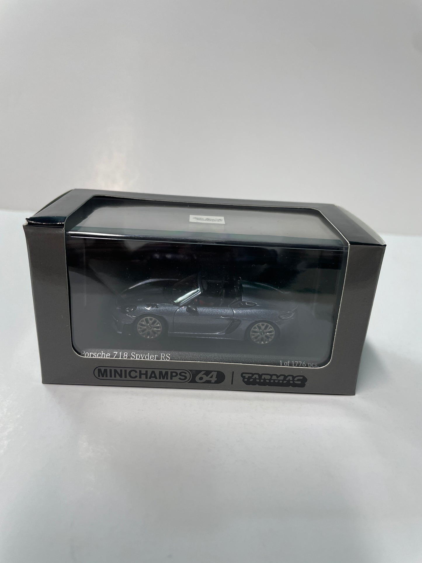 Minichamps x Tarmac Works 1/64 Porsche 718 Spyder RS Vanadium Grey Metallic - COLLAB64