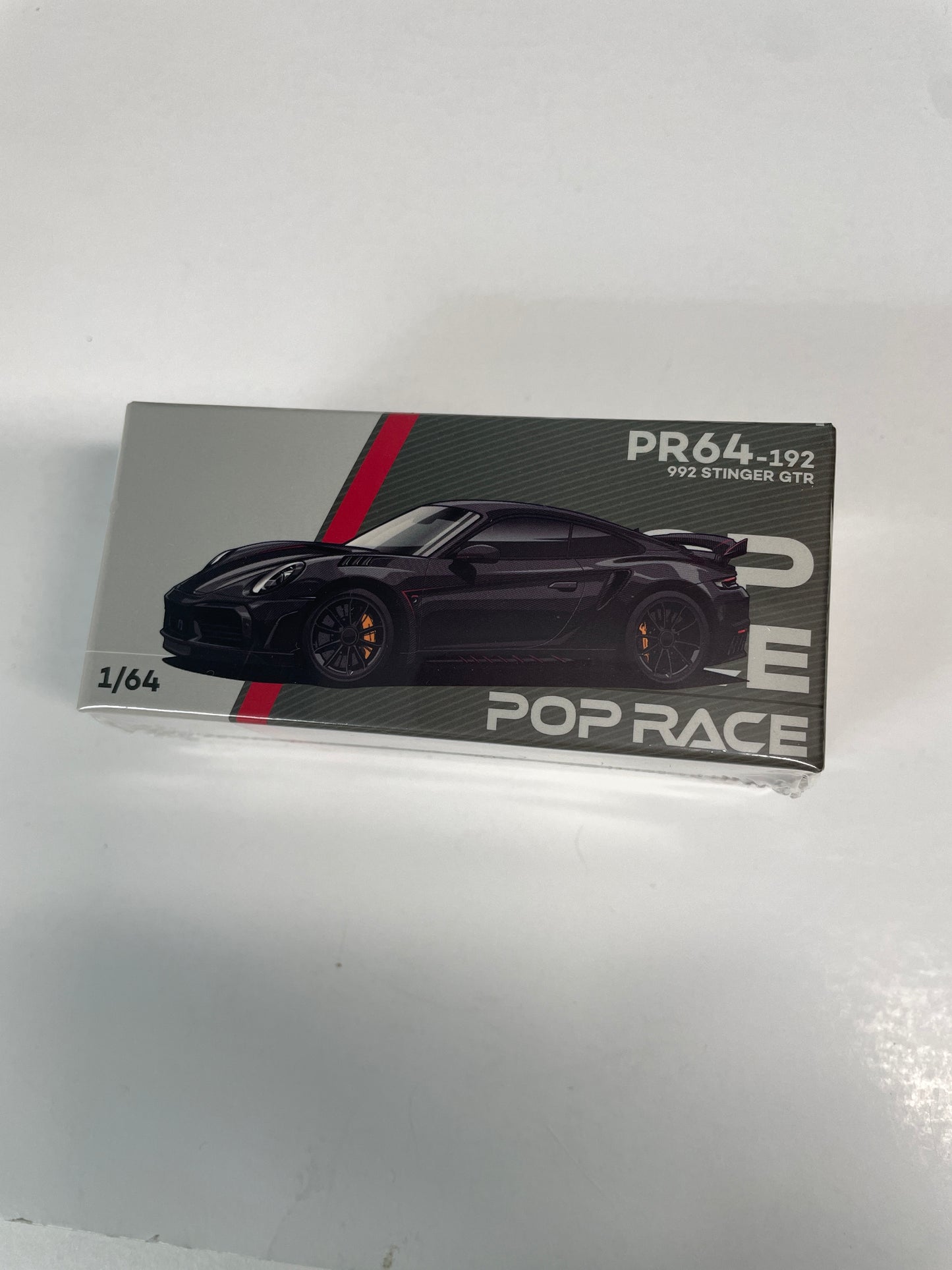 Pop Race 1/64 992 Porsche Stinger GTR Carbon Edition/ Red Line - PR64-0192