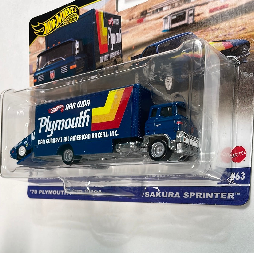 Hot Wheels 1/64 Car Culture Team Transport ‘70 Plymouth AAR Cuda & Sakura Sprinter Blue