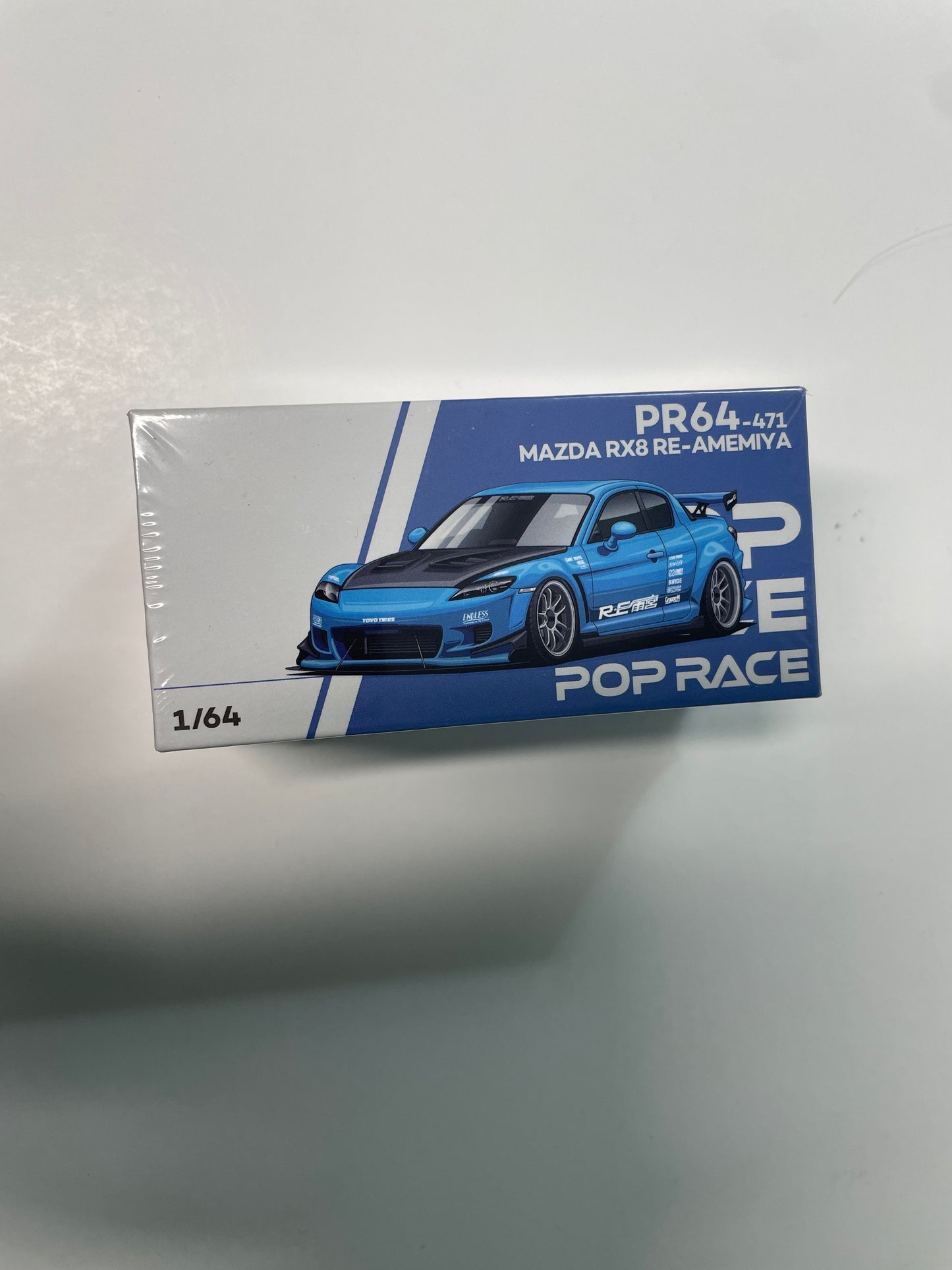 Pop Race 1/64 2026 Tokyo Auto Salon Mazda RX8 RE-Amemiya Blue - PR64-0471
