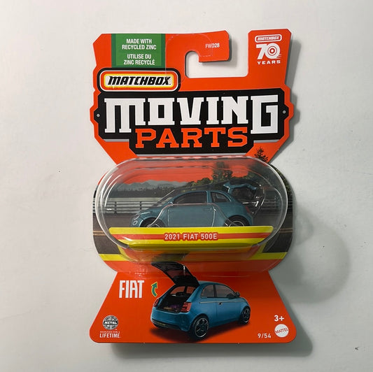 Matchbox 1/64 Moving Parts 2021 Fiat 500E Blue