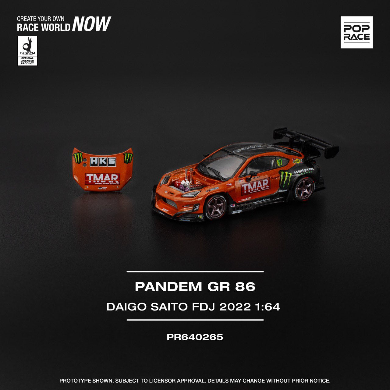 Pop Race 1/64 Pandem Toyota GR 86 Daigo Saito FDJ 2022 Red - PR64