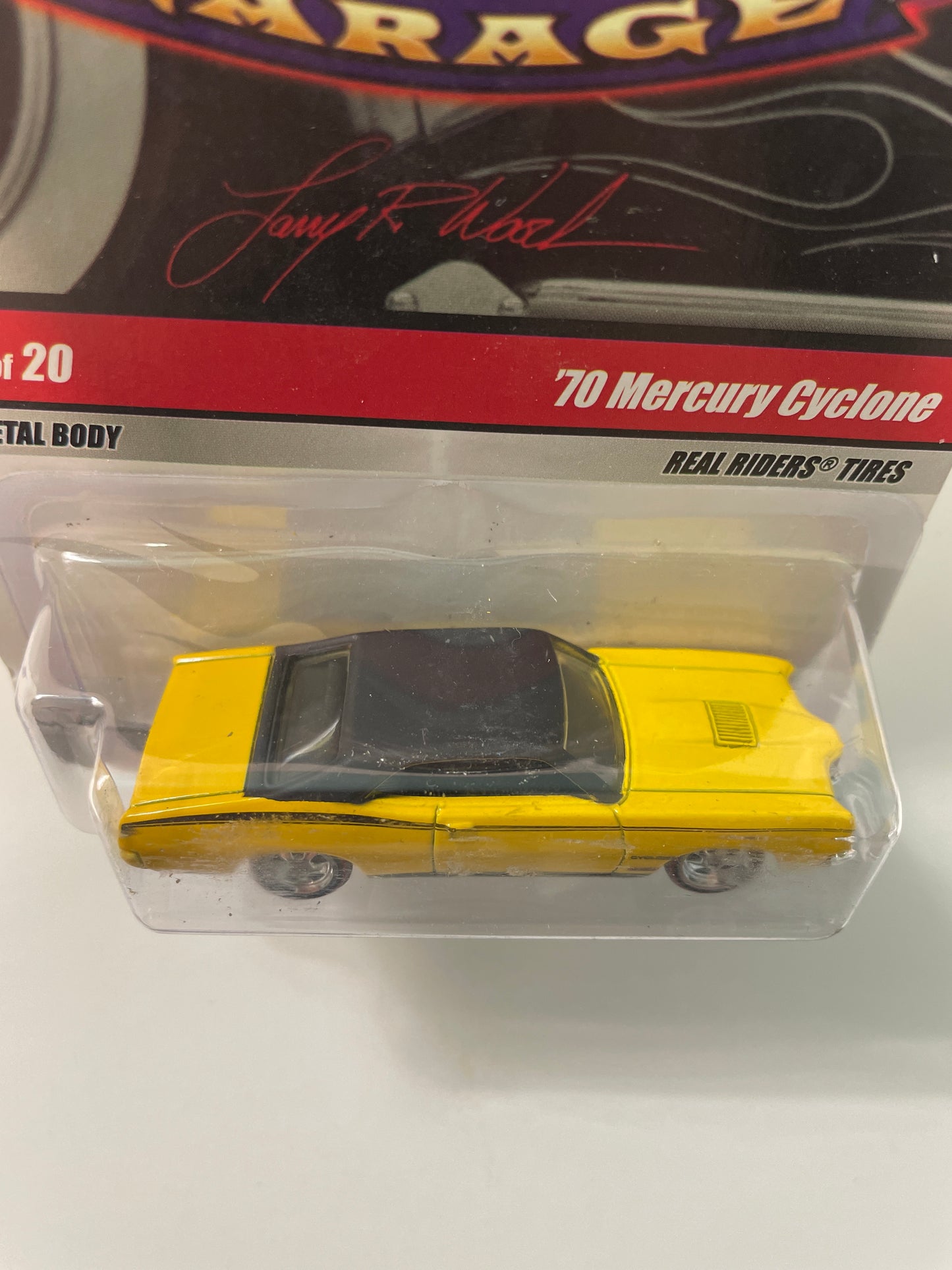 Hot Wheels 1/64 Larry’s Garage ‘70 Mercury Cyclone Yellow - Damaged Card