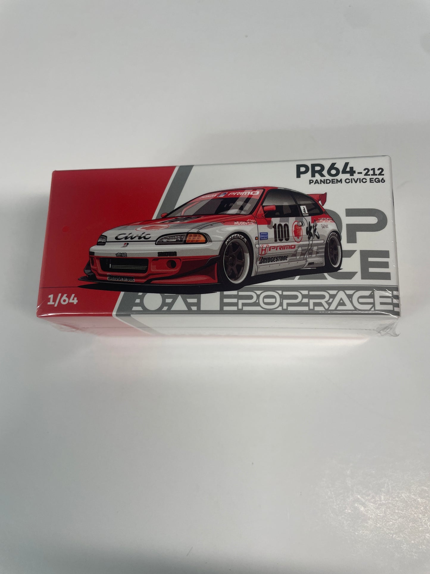 Pop Race 1/64 Honda Civic Pandem EG6 V1.5 Idemitsu Motion Infinite Red - PR64-212