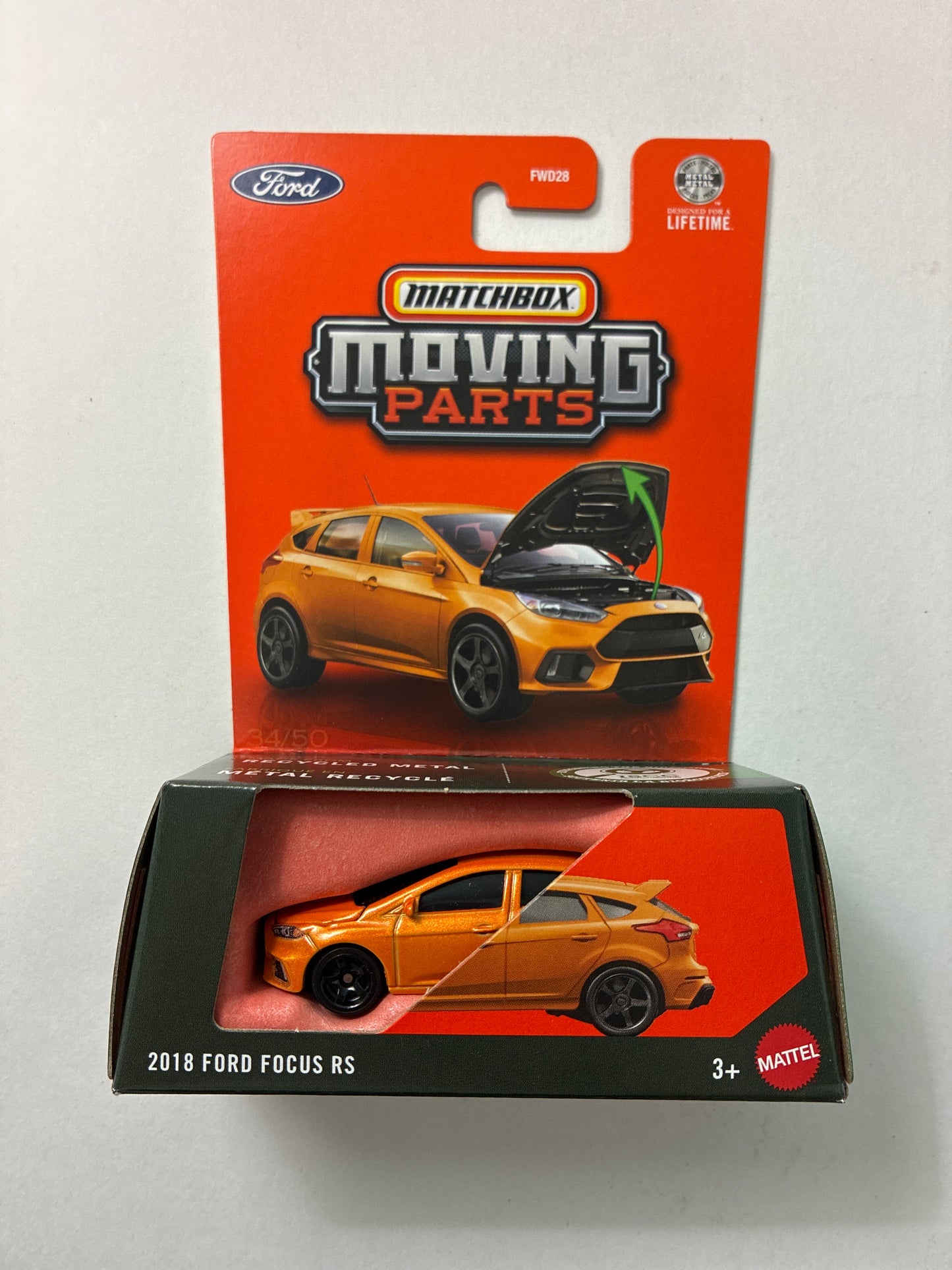 Matchbox 1/64 Moving Parts 2018 Ford Focus RS Orange - JHV47