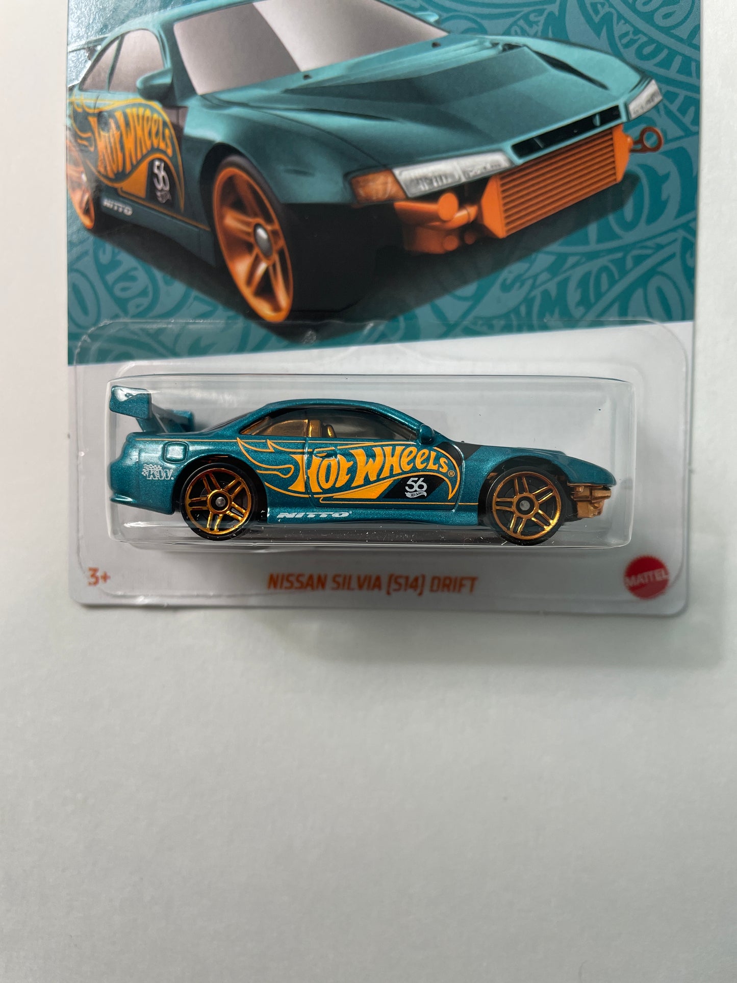 Hot Wheels 1/64 Pearl & Chrome Nissan Silvia (S14) Drift Teal & Gold