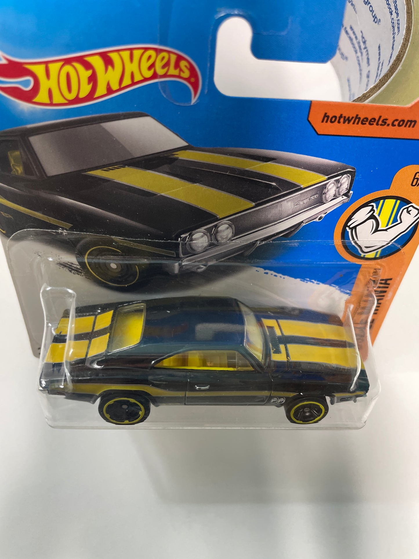 Hot Wheels 1/64 ‘69 Dodge Charger 500 Short Card Black - Damaged Box