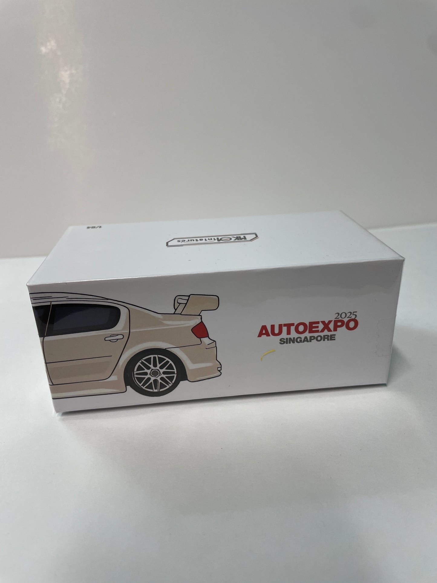 MK Miniatures 1/64 2025 Auto Expo Singapore Peugeot 406 Resin Model Taxi White