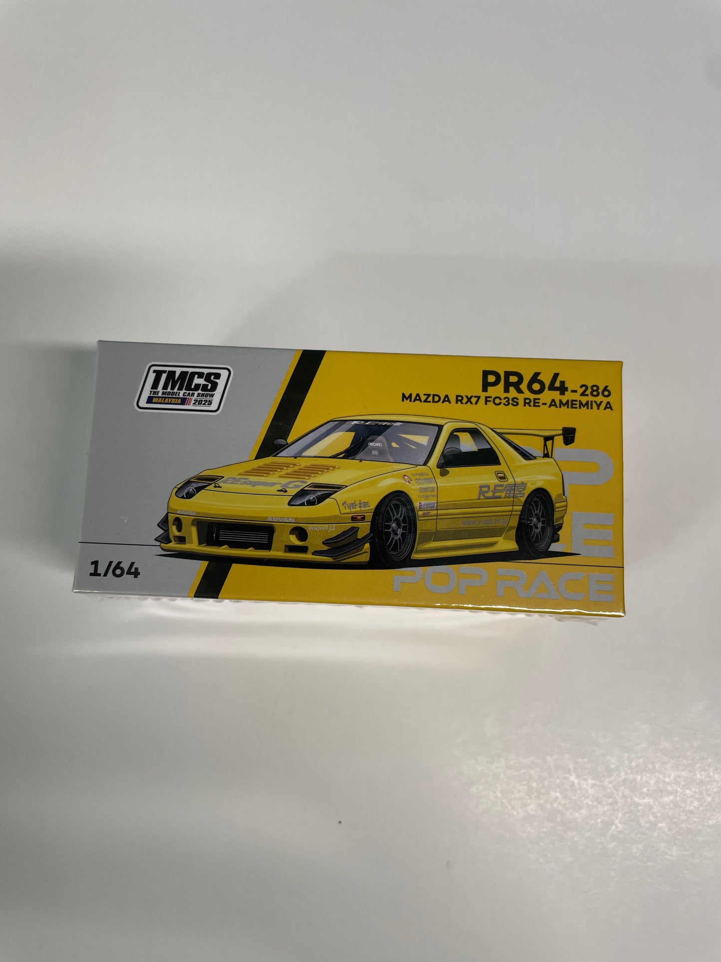 Pop Race 1/64 The Model Car Show Malaysia 2025 Mazda RX7 FC3S RE-Amemiya Yellow