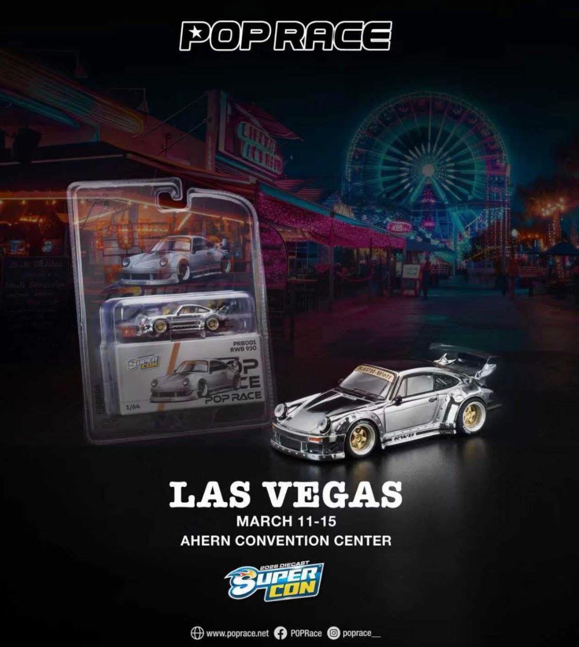 Pop Race 1/64 Porsche RWB 930 Las Vegas Supercon 2026 Edition