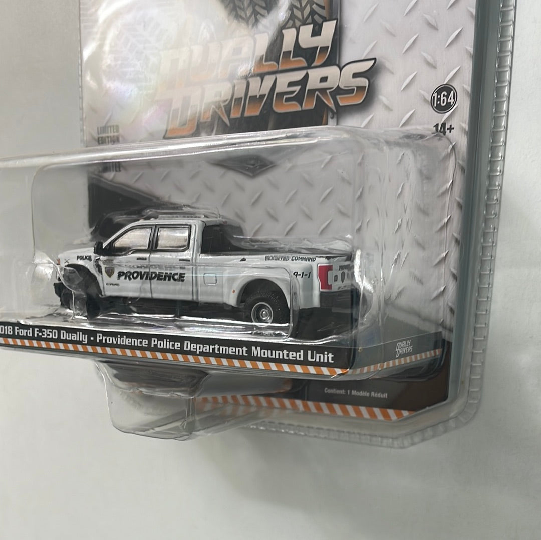 Greenlight 1/64 Dually Drivers 2018 Ford F-350 Dually - Providence Police Department Mounted Unit White