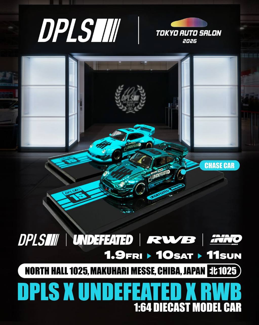 Inno64 x DPLS 1/64 2026 Tokyo Auto Salon Porsche RWB 993 Blue