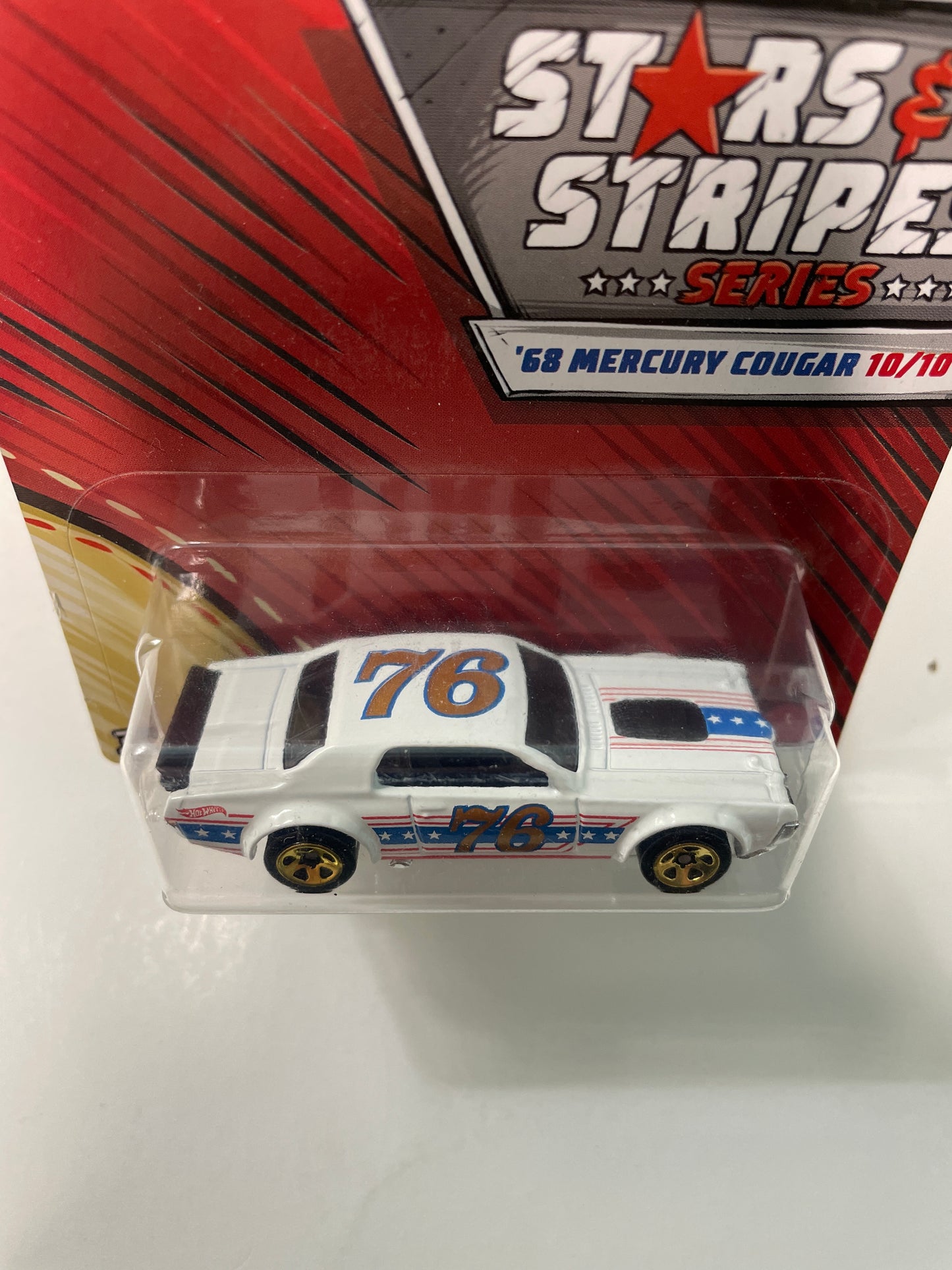 Hot Wheels 1/64 Stars & Stripes Series ‘68 Mercury Cougar White - Damaged Box