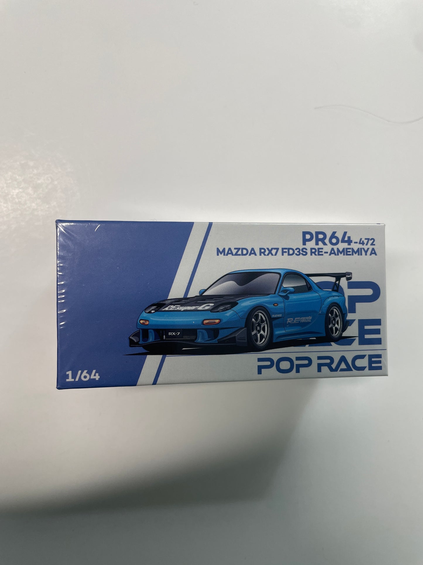 Pop Race 1/64 2026 Tokyo Auto Salon Mazda RX7 FD3S RE-Amemiya Blue - PR64-0472