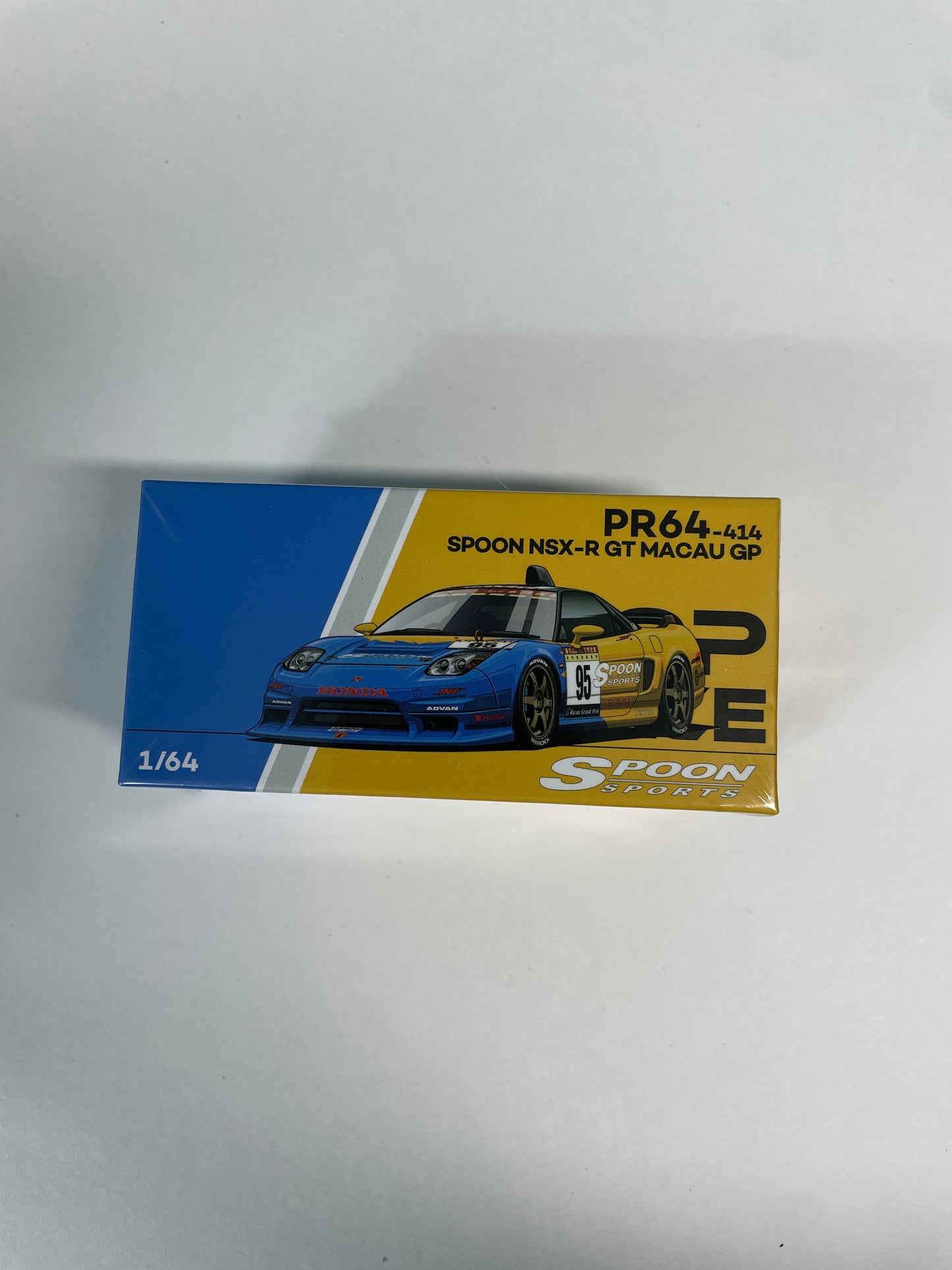 Pop Race 1/64 Spoon Honda NSX-R GT Macau GP Blue & Yellow - PR64-0414
