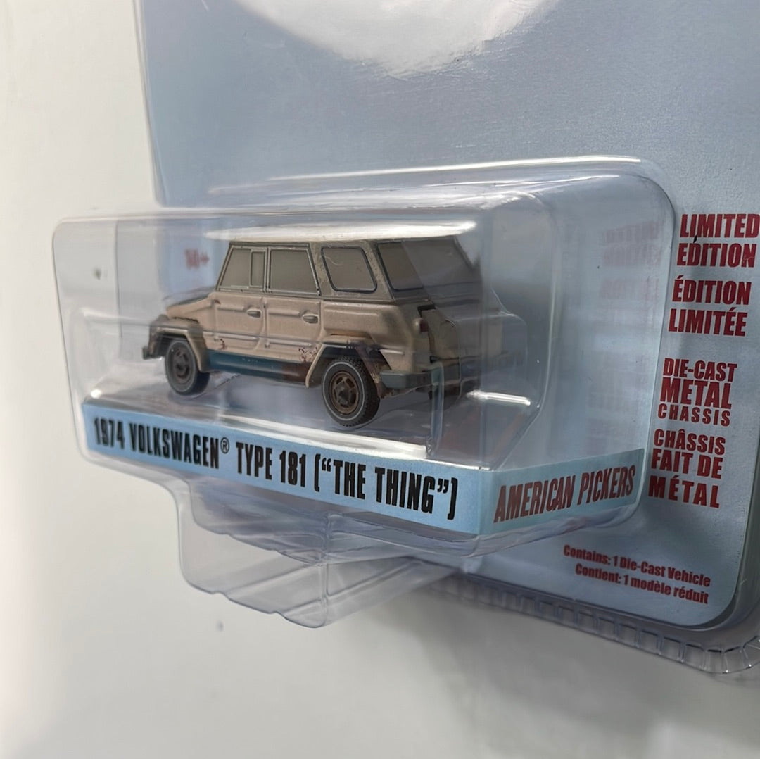 Greenlight Hollywood 1/64 History 1974 Volkswagen Type 181 (“The Thing”)” Beige - Damaged Card