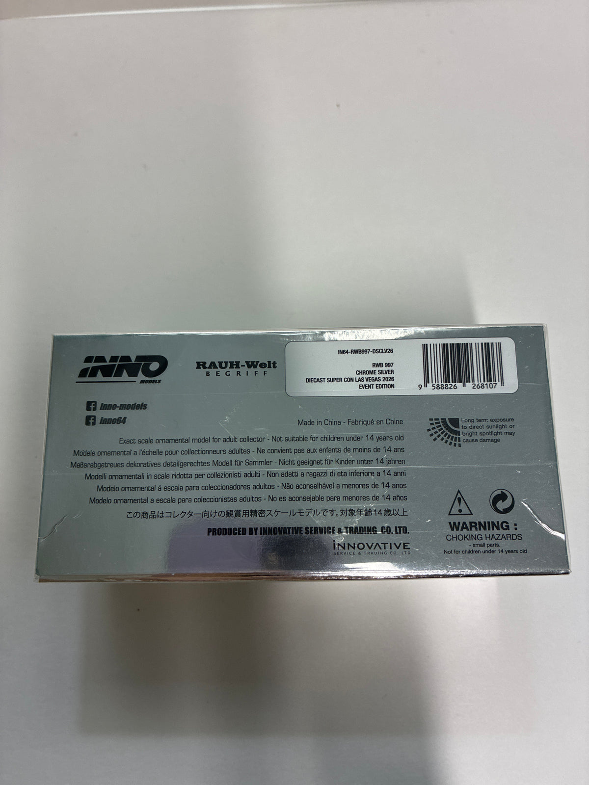 Inno64 1/64 Diecast Super Con Las Vegas 2026 Event Edition RWB Porsche 997 Chrome Silver - IN64-RWB997-DSCLV26