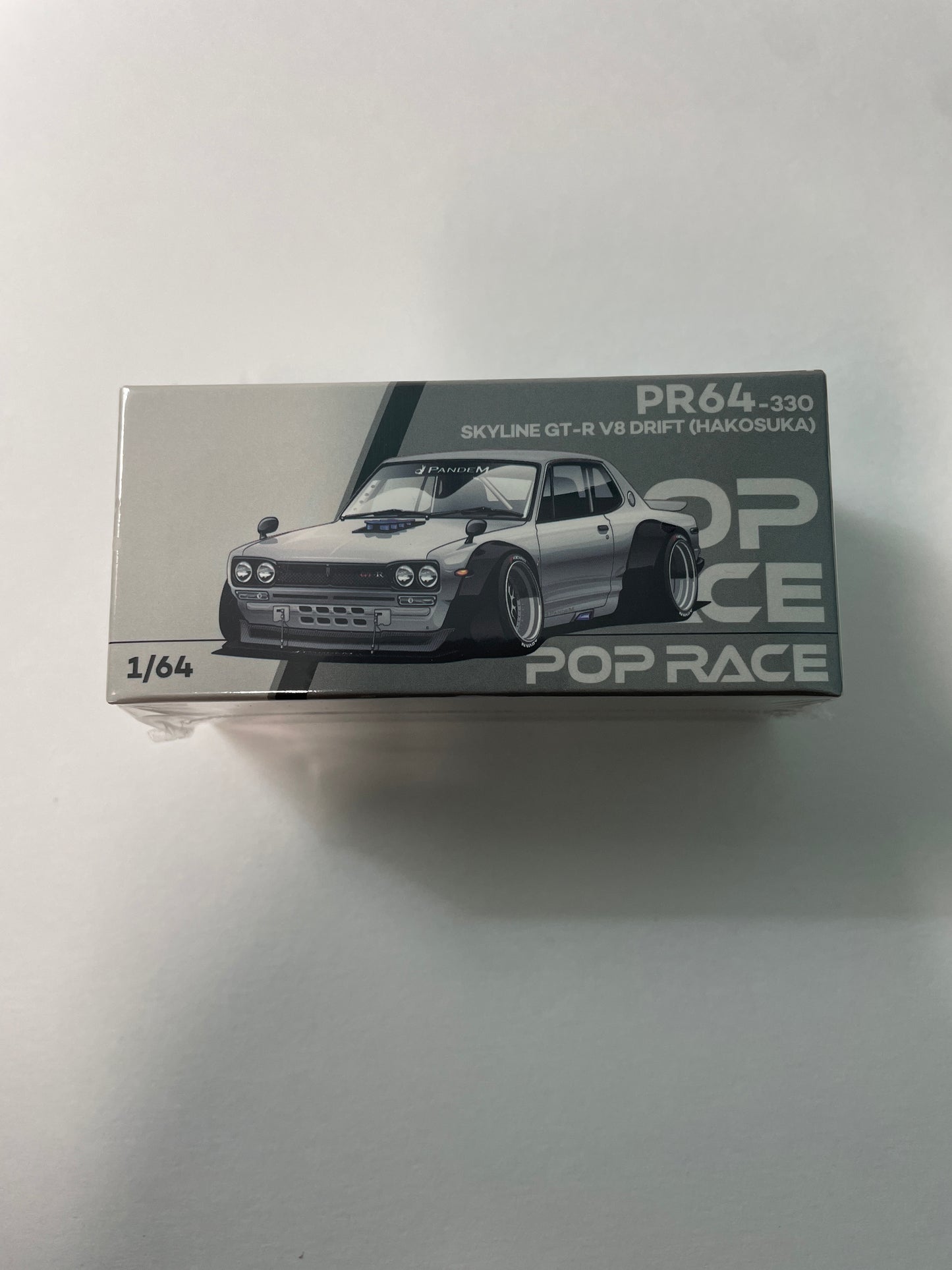 Pop Race 1/64 Hong Kong Toycar Salon 2025 Nissan Skyline GT-R V8 Drift (Hakosuka) Silver Chrome - PR64-0330