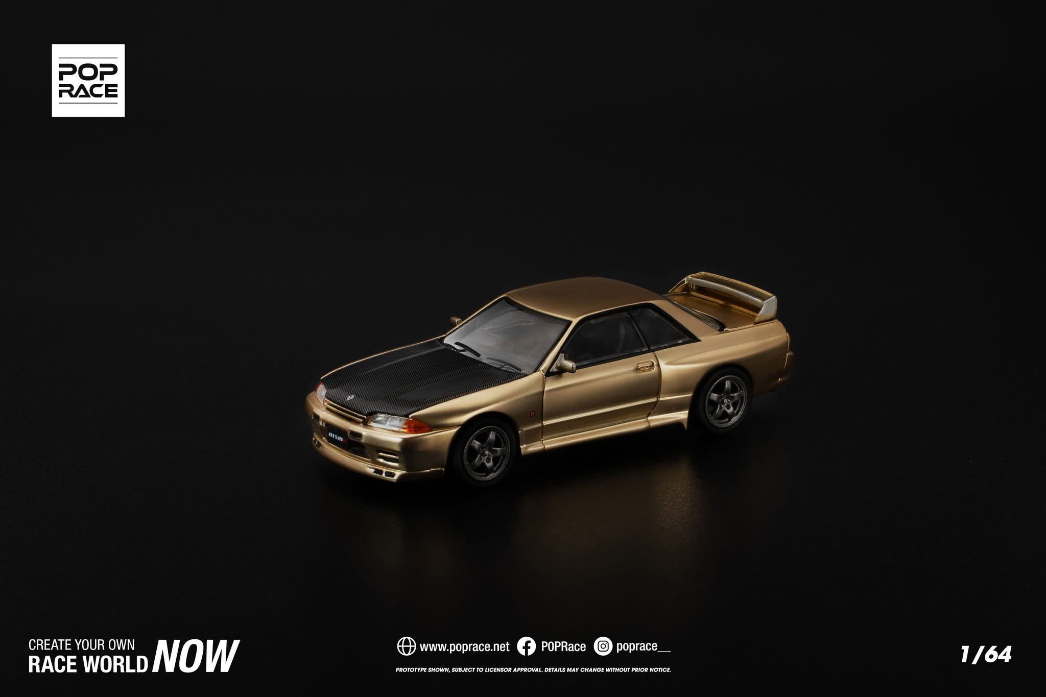 Pop Race 1/64 Nissan Skyline GT-R R32 Gold - Tokyo Auto Salon