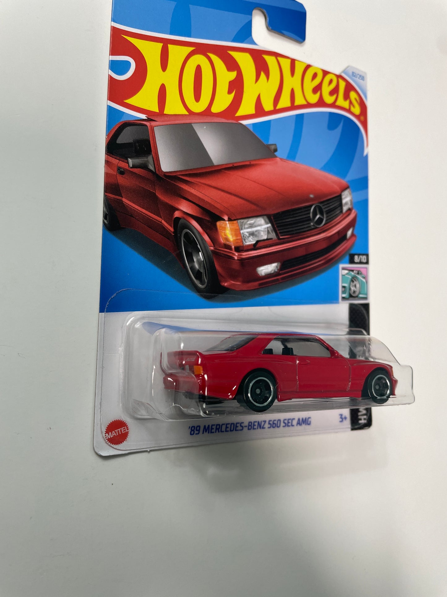 Hot Wheels 1/64 ‘89 Mercedes- Benz 560 Sec AMG Red - Damaged Card