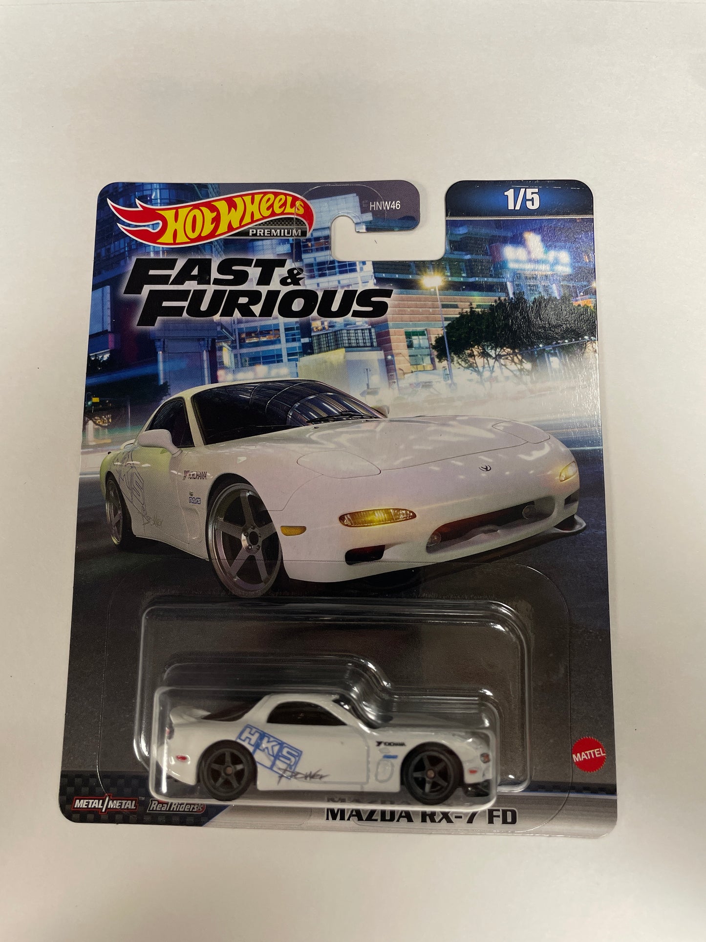 Hot Wheels 1/64 Fast & Furious Mazda RX-7 FD HKS White - HKD22 - Damaged Box