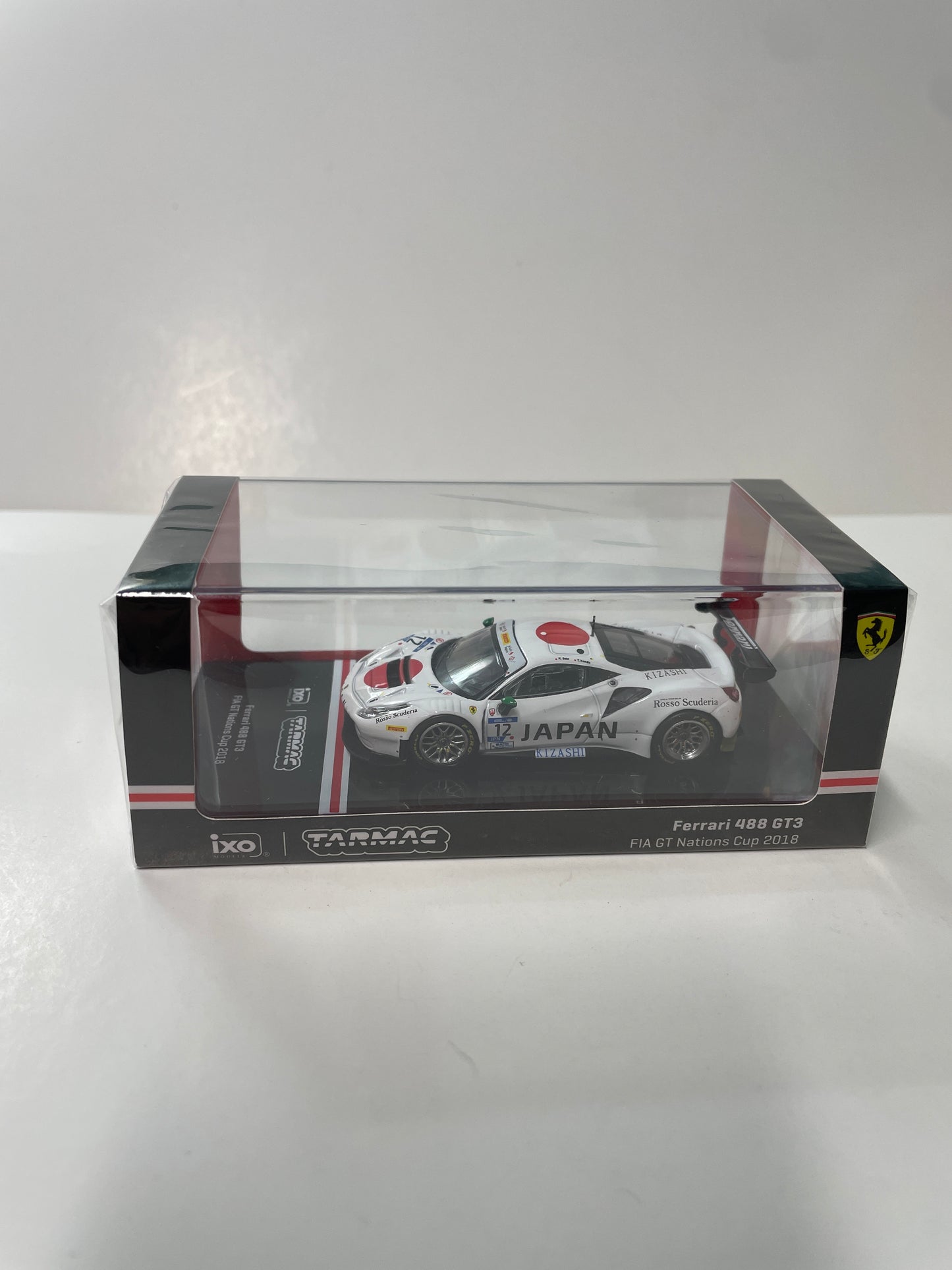 Tarmac Works X iXO Models 1/64 Ferrari 488 GT3 FIA GT Nations Cup 2018 n12 - Japan Special Edition - HOBBY64 White - T64-072-18GTN12