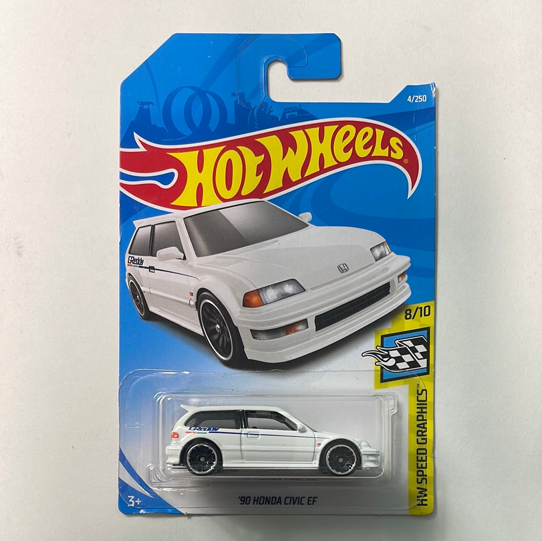 Hot Wheels 1/64 '90 Honda Civic EF Greddy White - Damaged Card