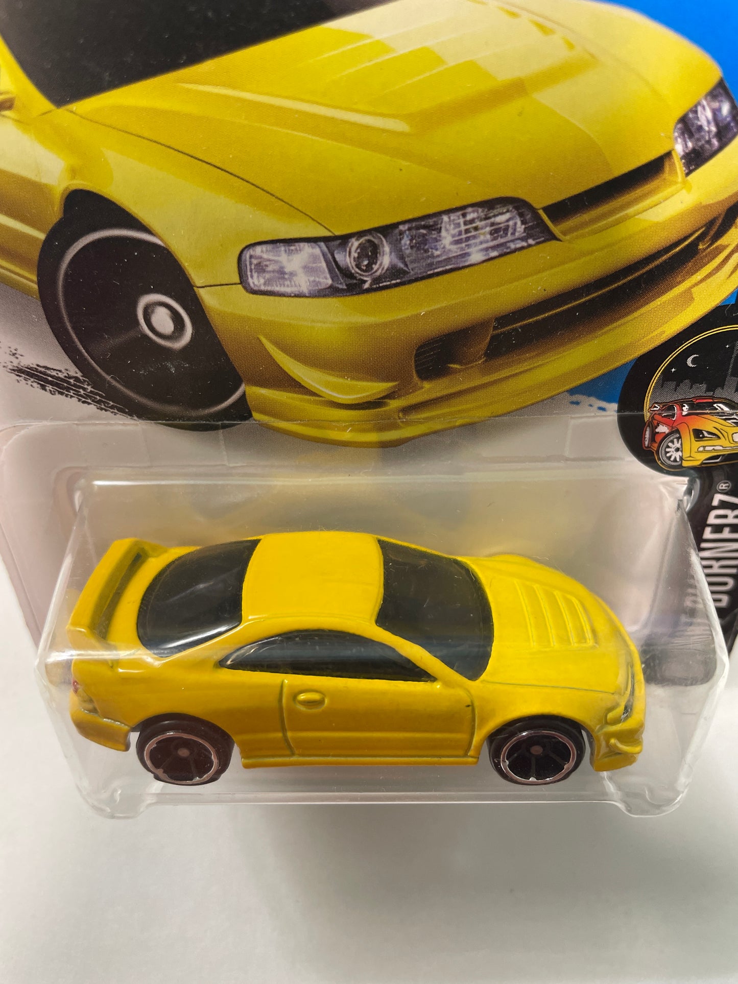 Hot Wheels 1/64 Custom ‘01 Acura Integra GSR Yellow - Damaged Car & Card (Read description)