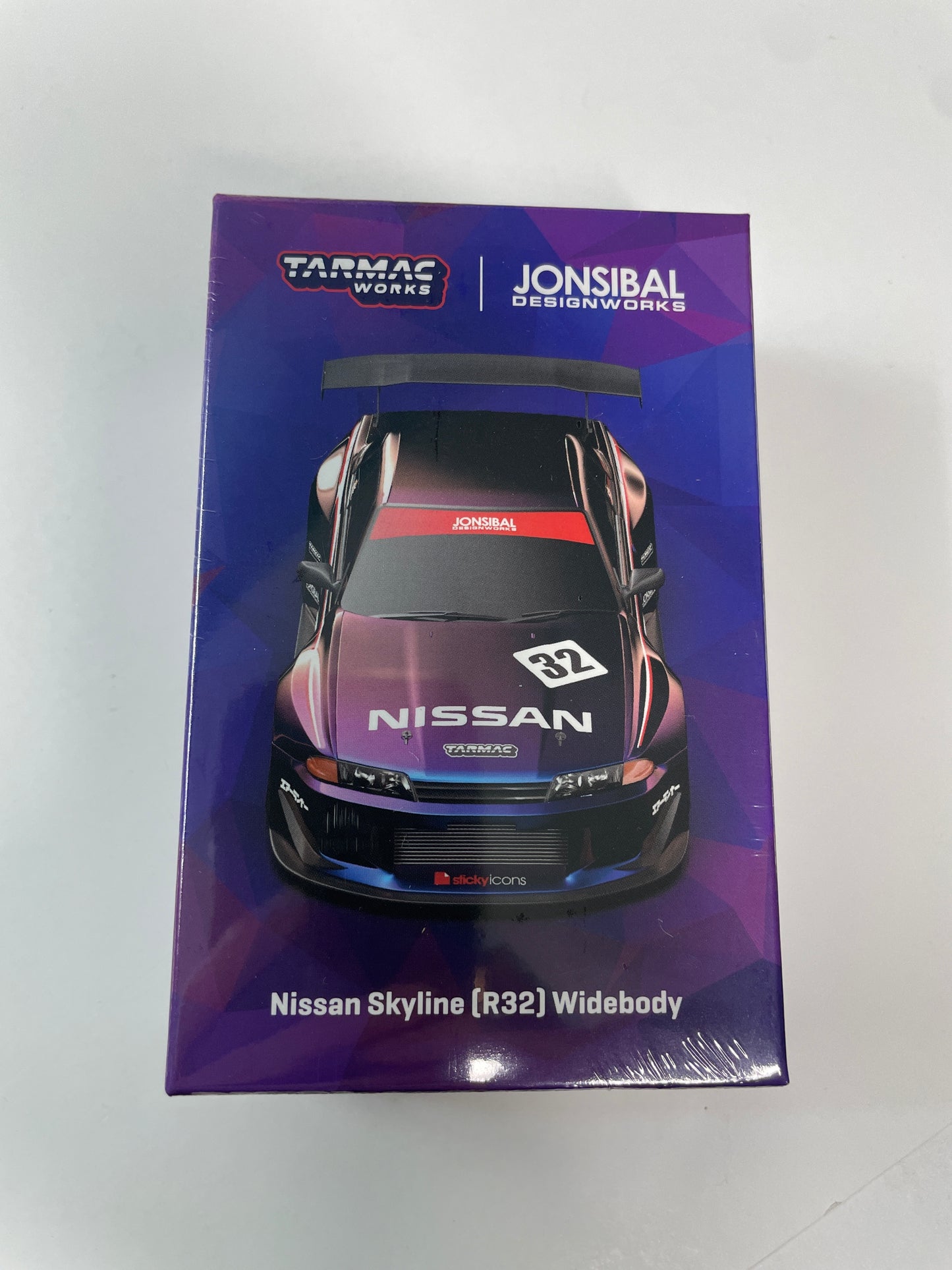 Tarmac Works 1/64 Nissan Skyline (R32) Widebody Midnight Purple - Designed by Jon Sibal - GLOBAL64 - T64G-061-MP - Damaged Box