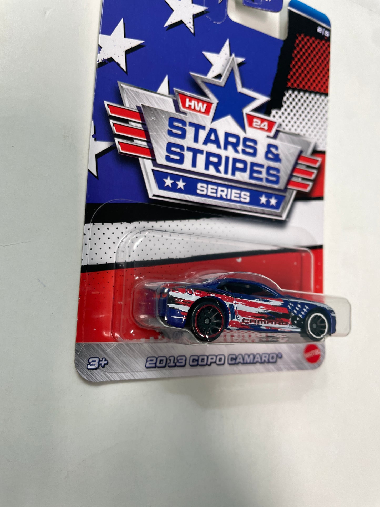Hot Wheels 1/64 Stars & Stripes Series 2013 Copo Camaro Blue - Damaged Card