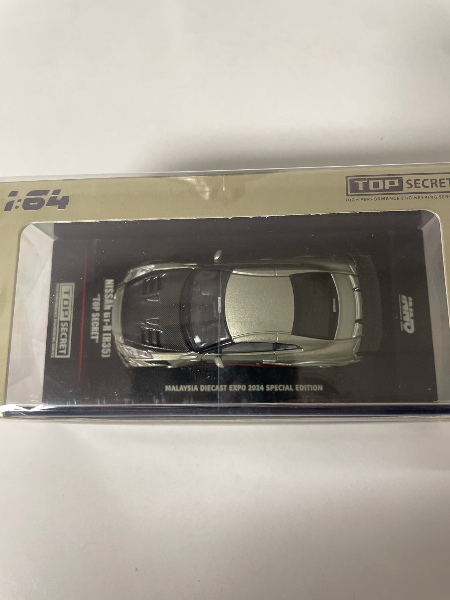 Inno64 1/64 Nissan GT-R (R35) Top Secret Malaysia Diecast Expo 2024 Special Edition Green Damaged Box