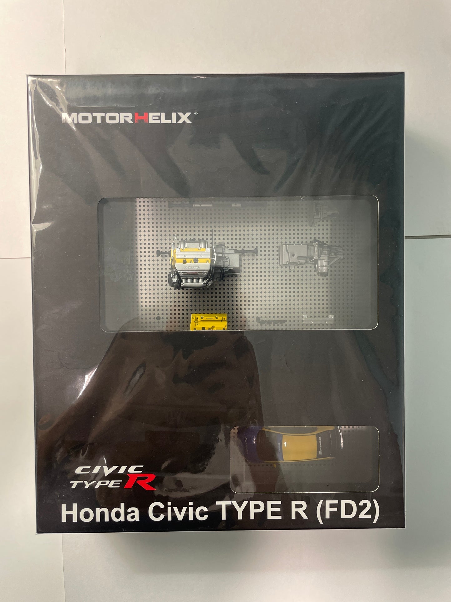 Motorhelix 1/64 Box Photoframe Display Honda Civic Type R (FD2) Spoon Blue & Yellow - The Diecast Expo 2025 Singapore Exclusive
