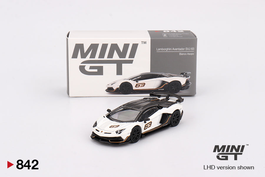 Mini GT 1/64 Lamborghini Aventador SVJ 63 Bianco Asopo White