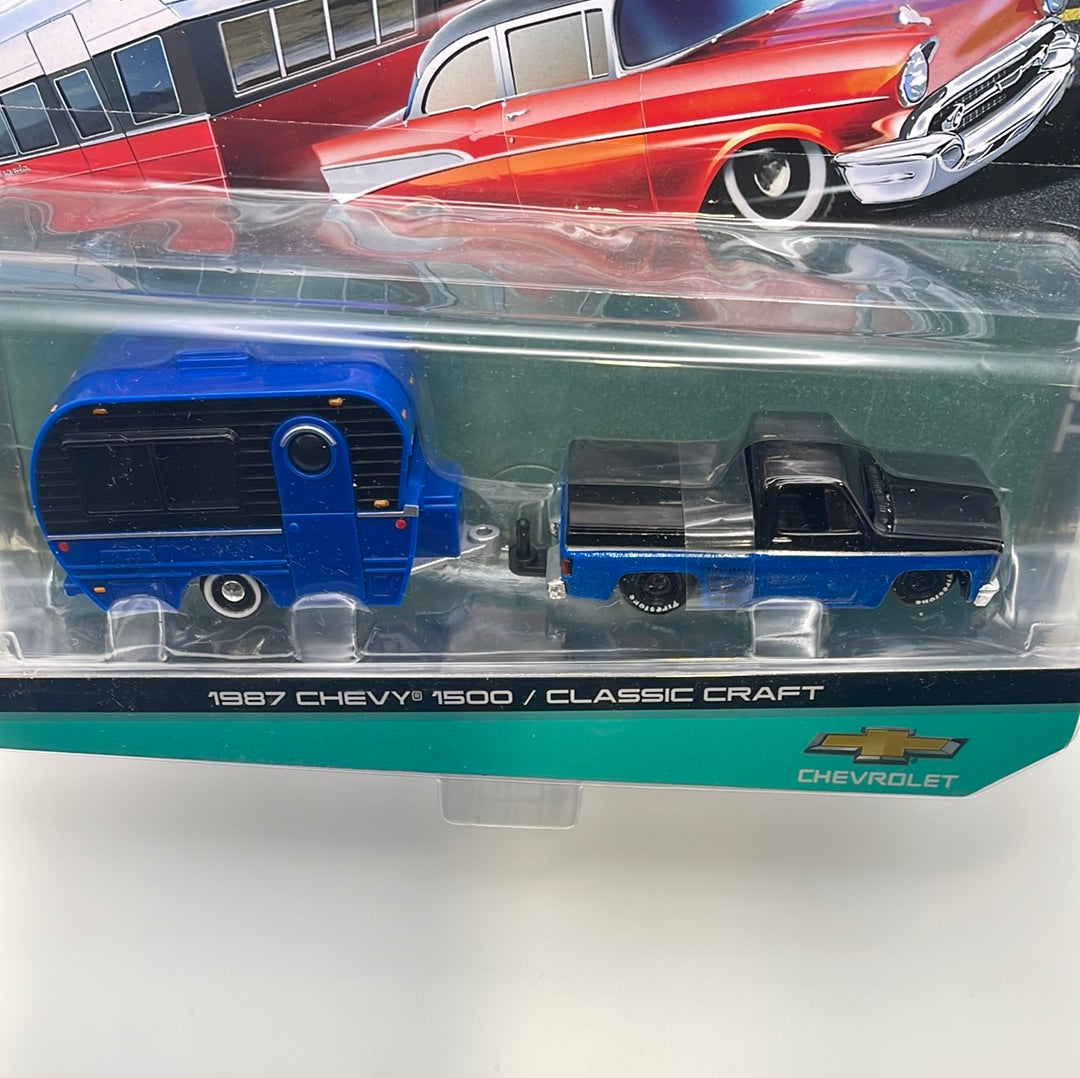 Maisto Design 1 64 Tow Go 1987 Chevy 1500 w Classic Craft Blue Da Flipn Diecast