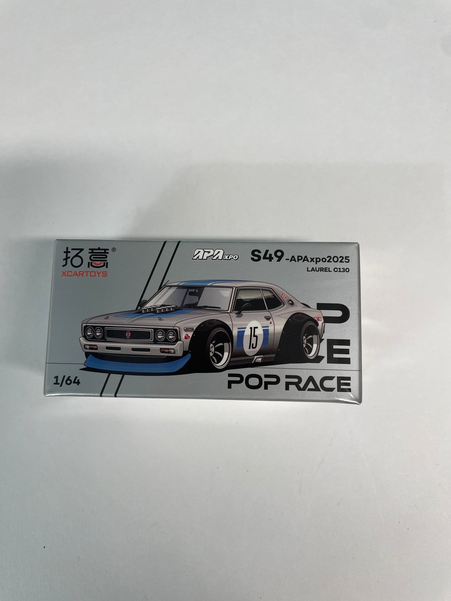 Pop Race 1/64 APA XPO 2025 Exclusive Model Nissan Laurel C130 Blue - S49-APAxpo2025