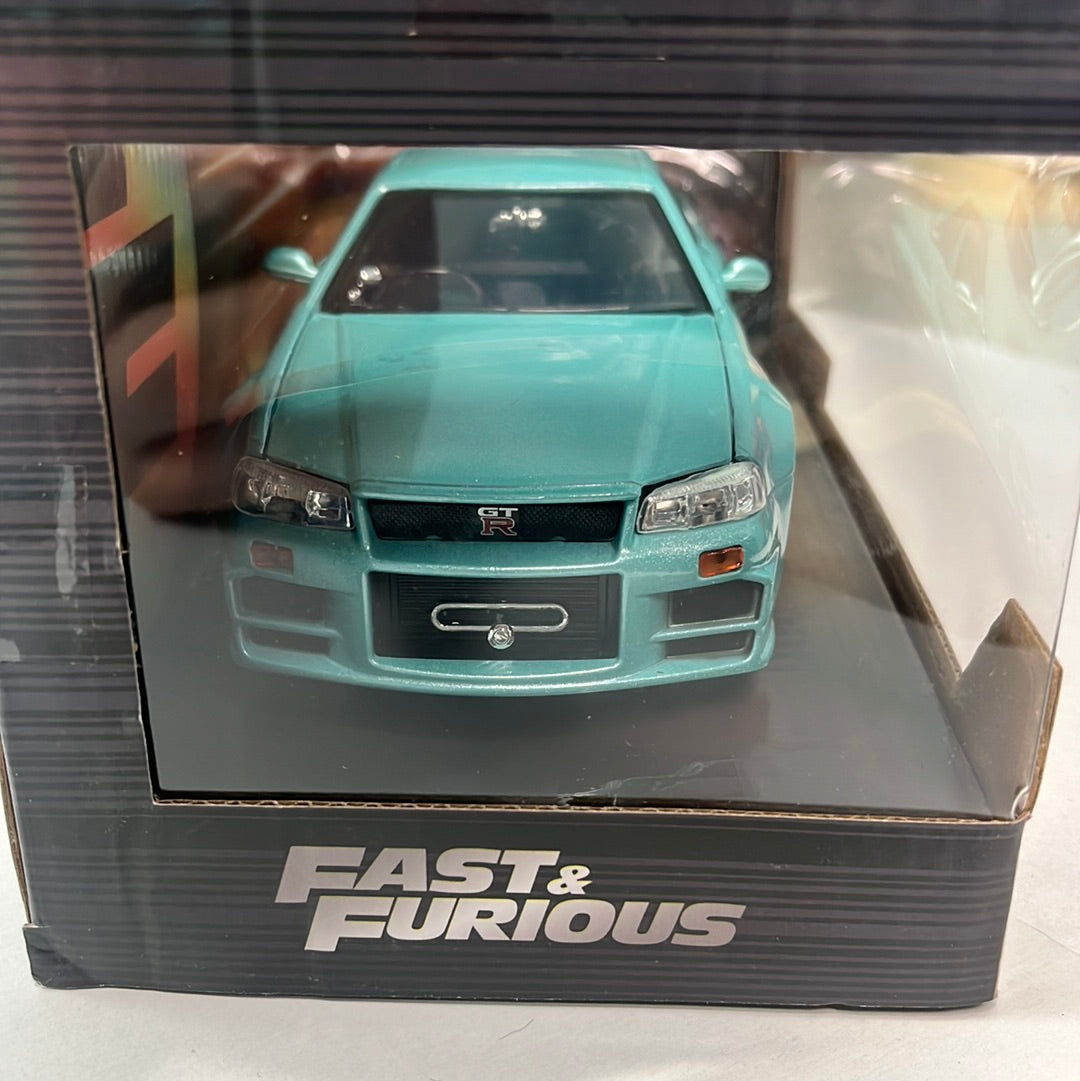 Jada 1/24 Brian’s 2002 Nissan Skyline GT-R34 Green Fast and Furious - Damaged Box
