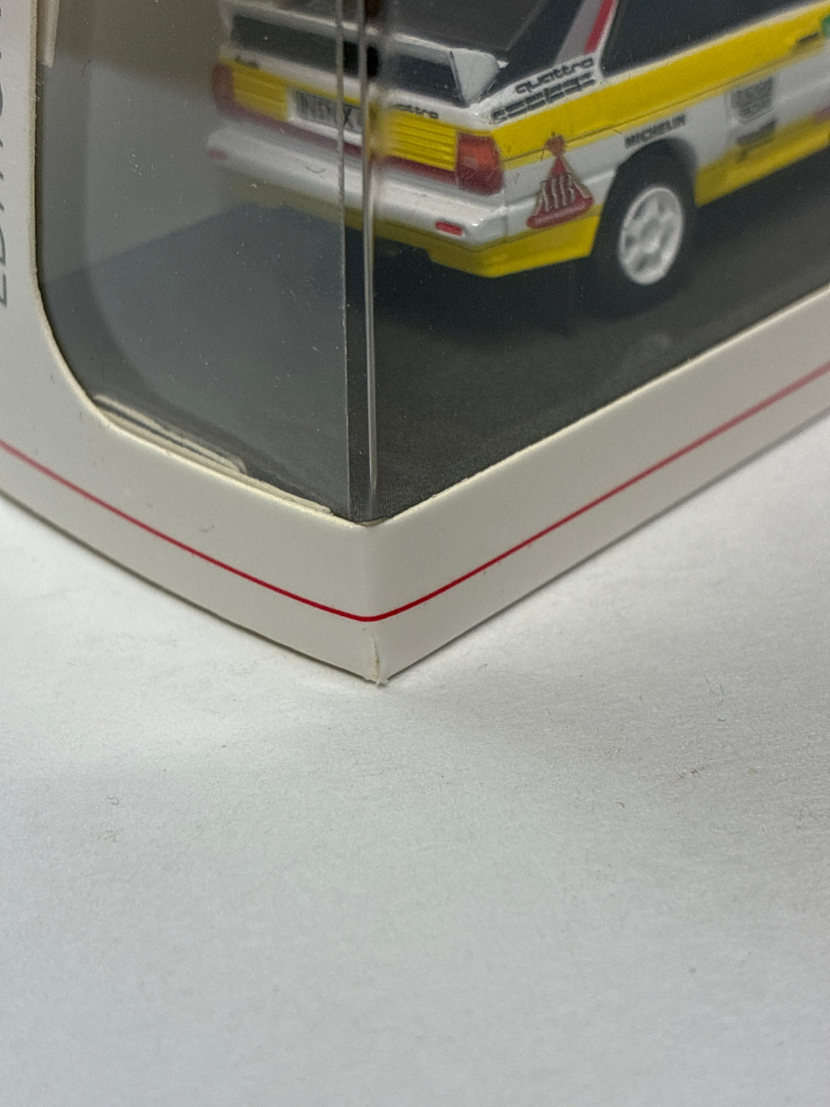 Schuco 1/64 Audi Quattro #4 Rallye Portugal 1984 White & Yellow - 45 203 7000 - Damaged Box