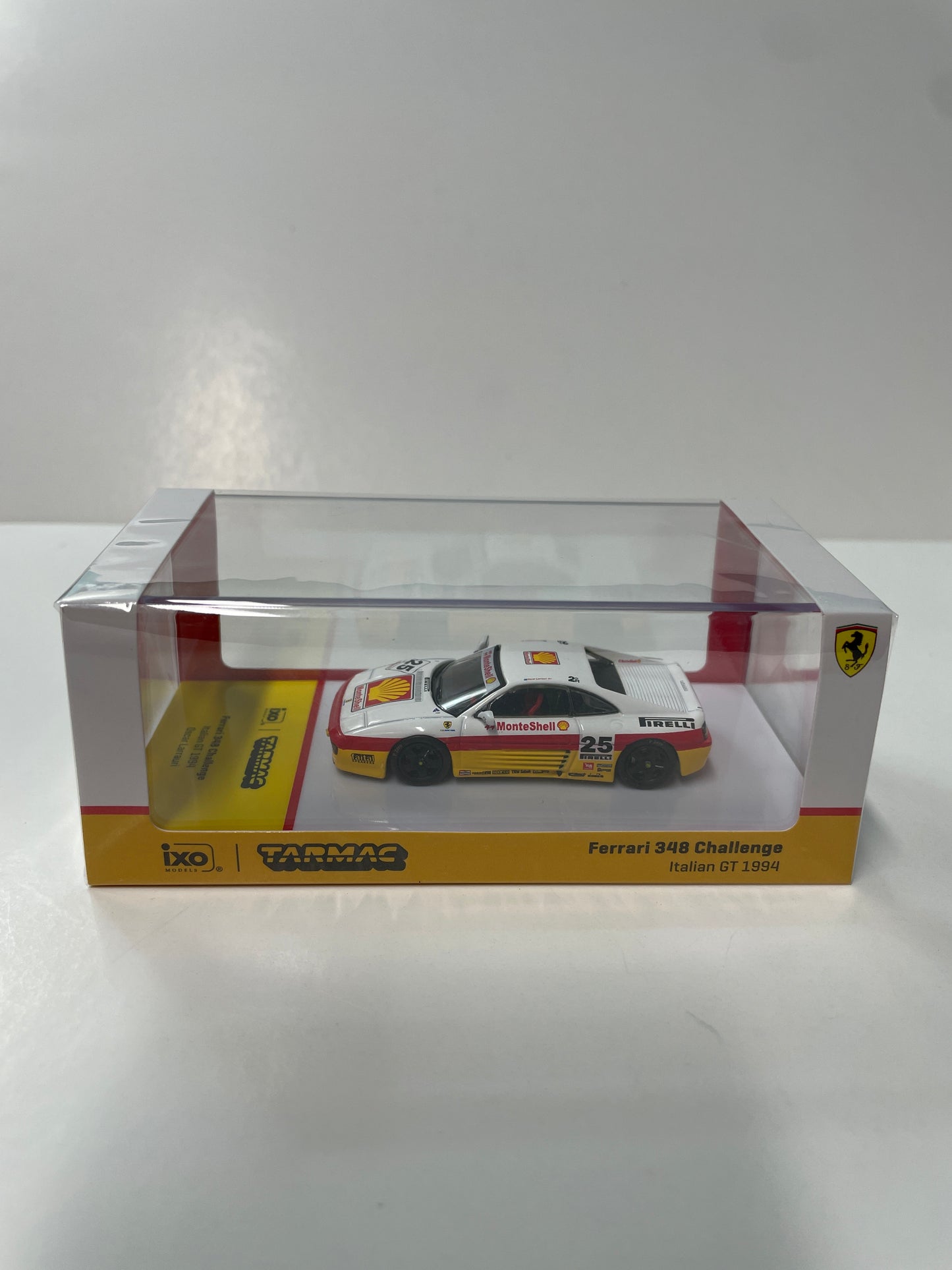 Tarmac Works X iXO Models 1/64 Ferrari 348 Challenge Italian GT 1994 n25 - HOBBY64 Yellow & White - T64-082-94IGT25