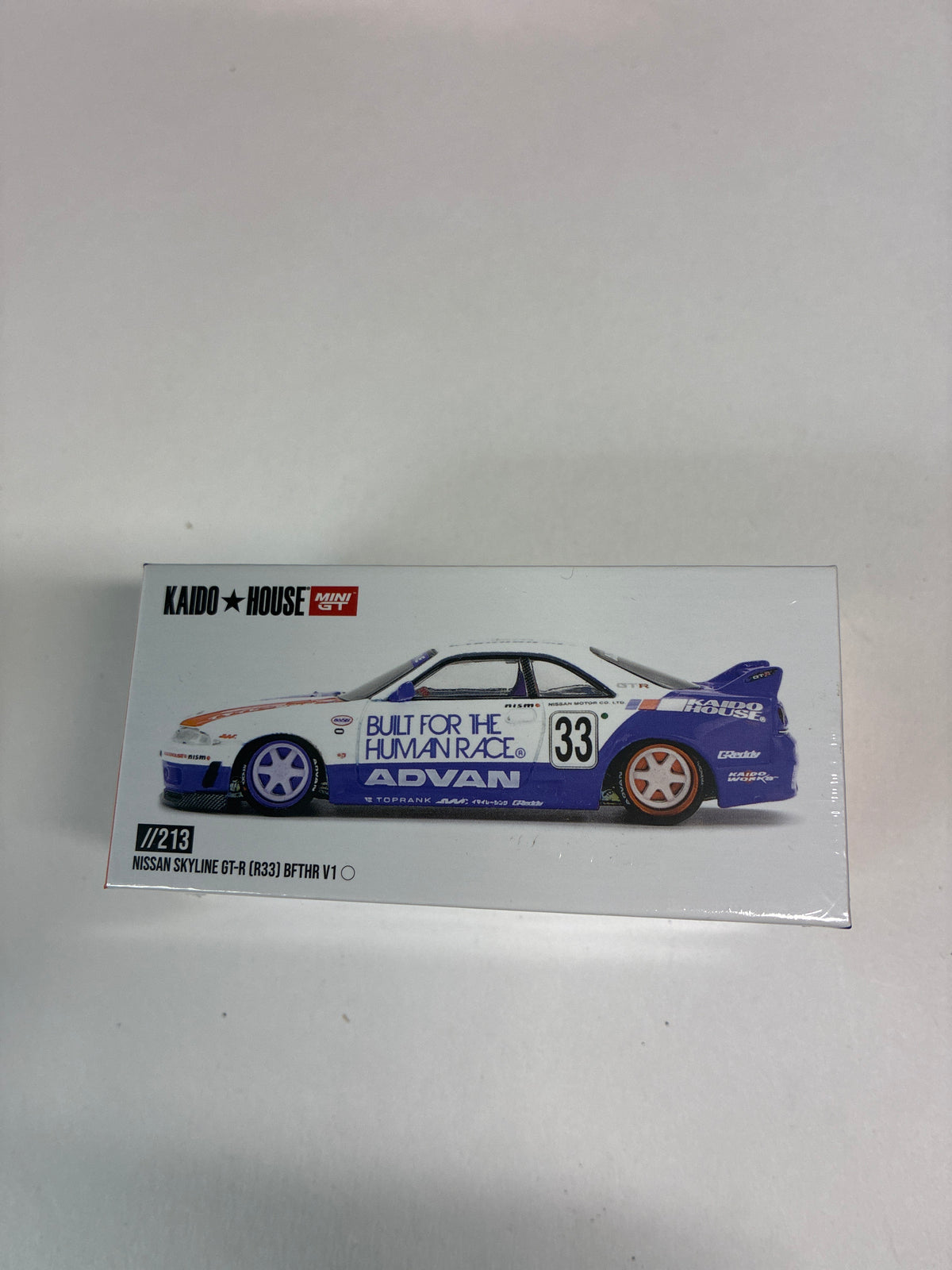 Mini GT x Kaido House 1/64 Nissan Skyline GT-R (R33) BFTHR V1 White & Blue - KHMG213